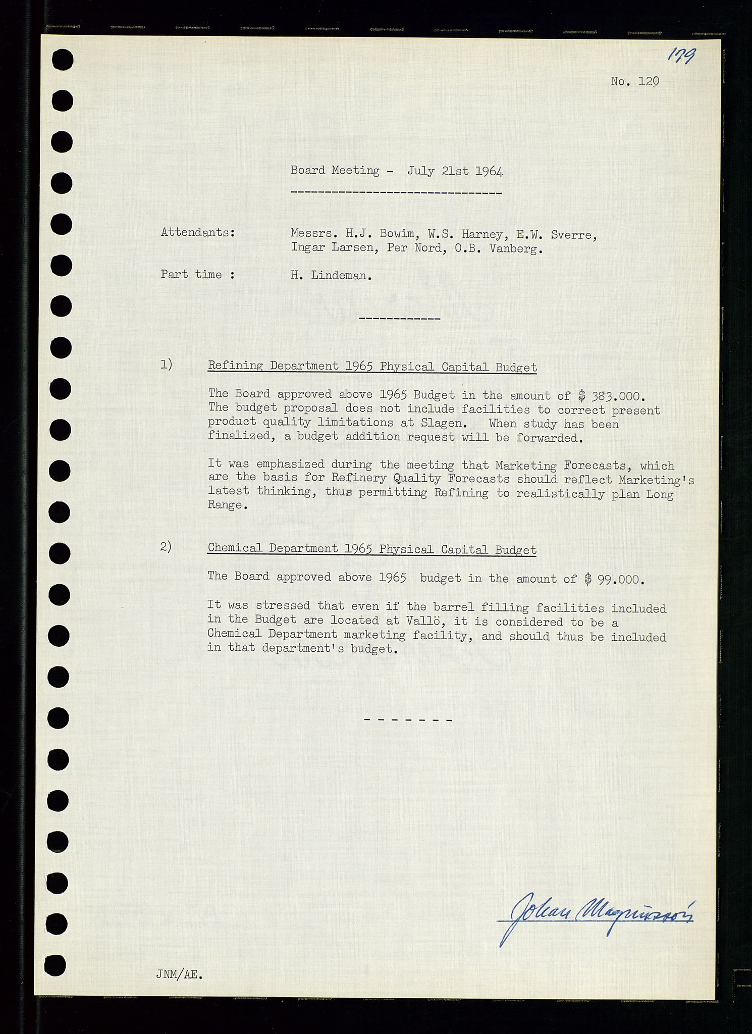 Pa 0982 - Esso Norge A/S, AV/SAST-A-100448/A/Aa/L0001/0004: Den administrerende direksjon Board minutes (styrereferater) / Den administrerende direksjon Board minutes (styrereferater), 1963-1964, p. 83