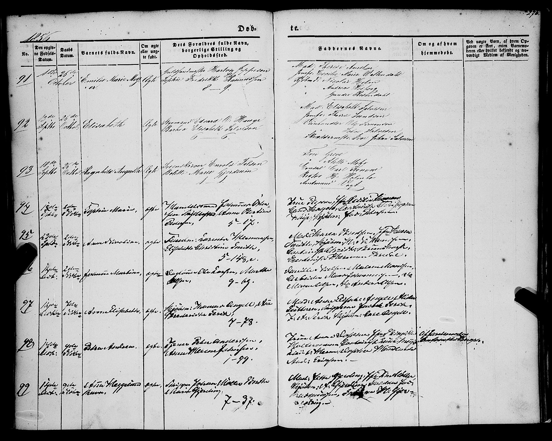 Nykirken Sokneprestembete, AV/SAB-A-77101/H/Haa/L0014: Parish register (official) no. B 1, 1844-1858, p. 276