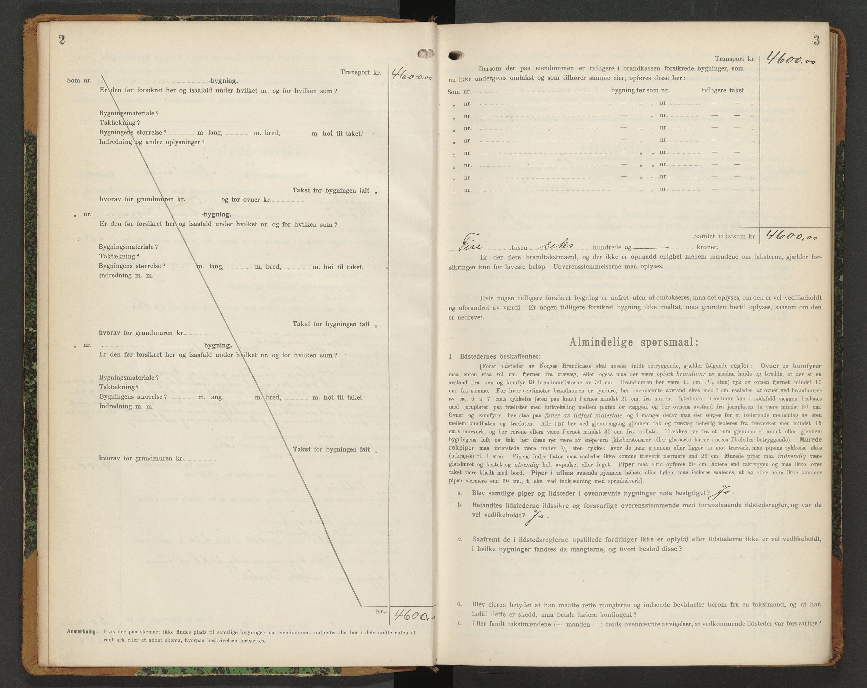 Norges Brannkasse Rødøy, AV/SAT-A-5578/Fb/L0004: Branntakstprotokoll, 1916-1921