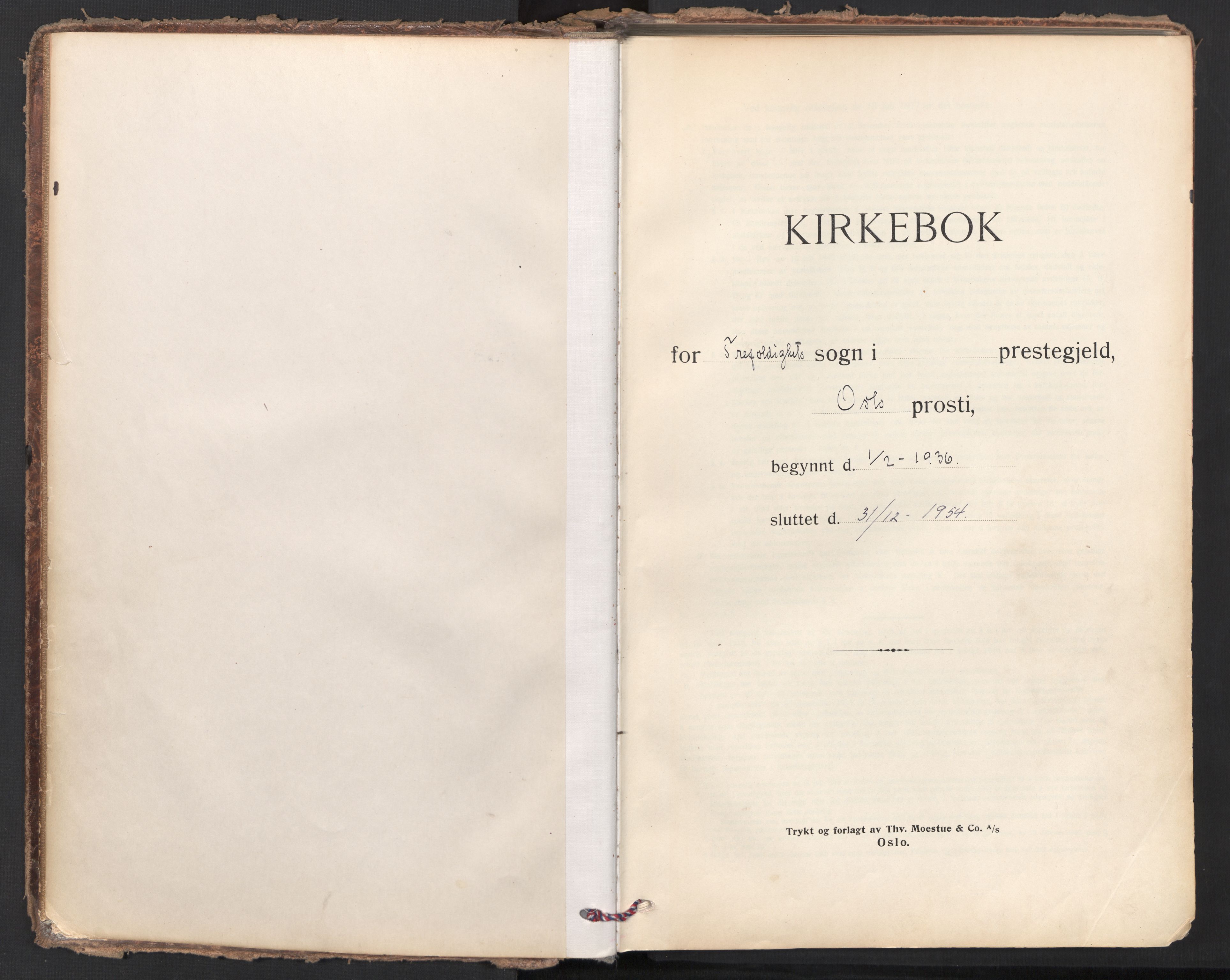 Trefoldighet prestekontor Kirkebøker, SAO/A-10882/F/Fc/L0010: Parish register (official) no. III 10, 1936-1954