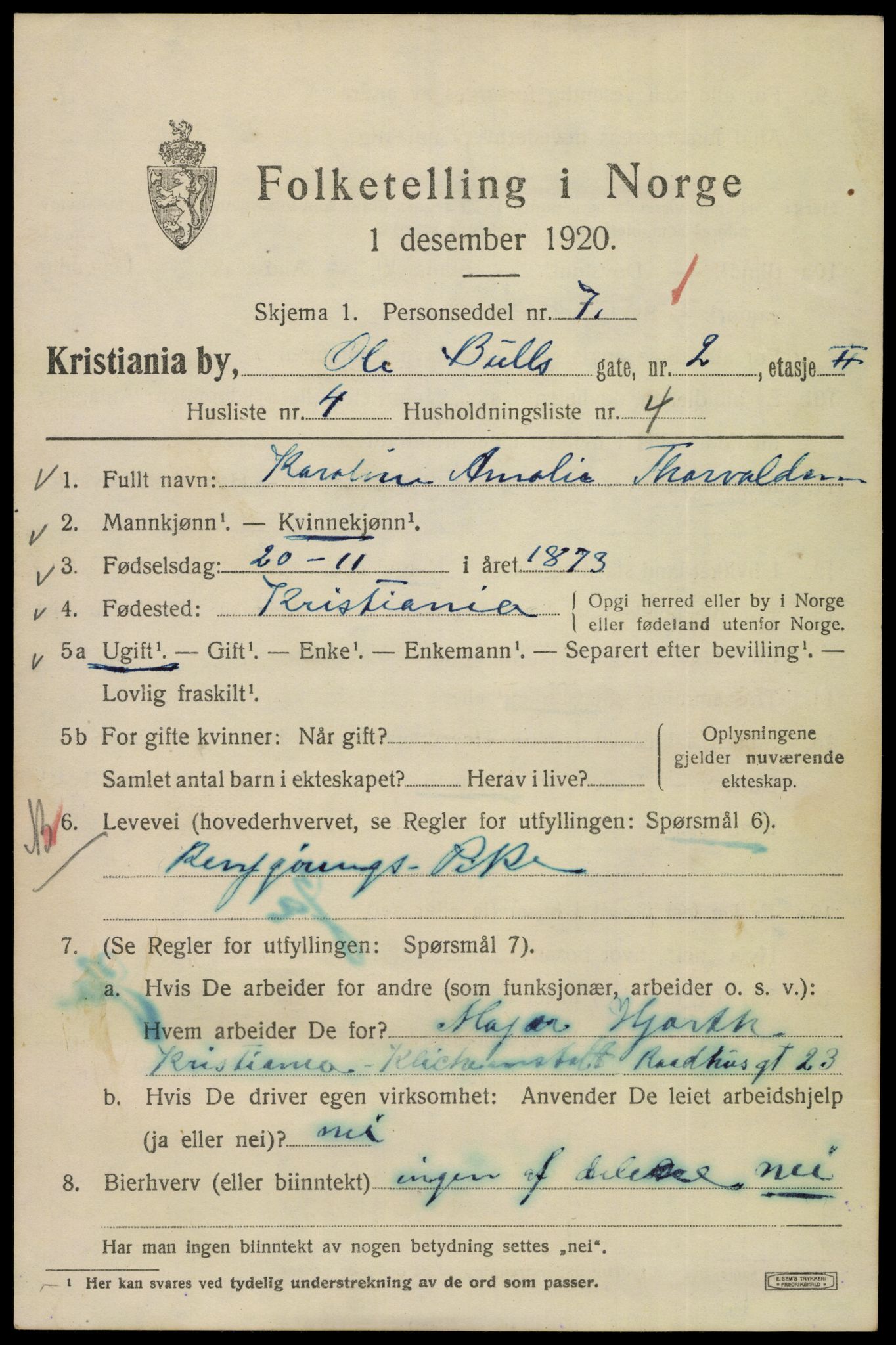 SAO, 1920 census for Kristiania, 1920, p. 432921