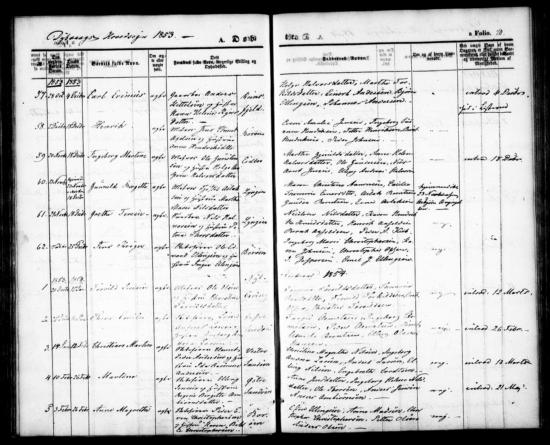 Dypvåg sokneprestkontor, SAK/1111-0007/F/Fa/Faa/L0005: Parish register (official) no. A 5, 1841-1854, p. 70