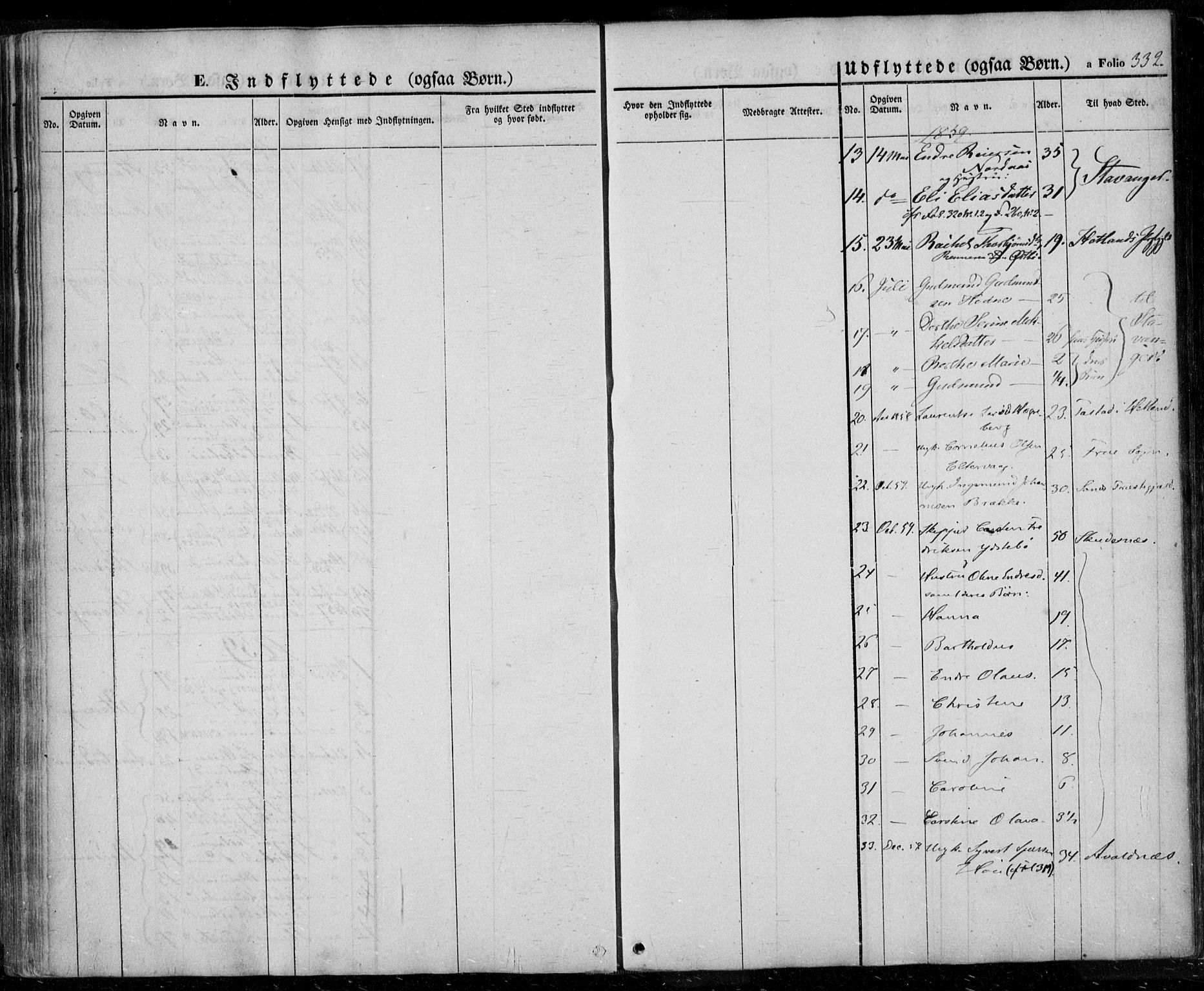 Rennesøy sokneprestkontor, AV/SAST-A -101827/H/Ha/Haa/L0005: Parish register (official) no. A 5, 1838-1859, p. 332