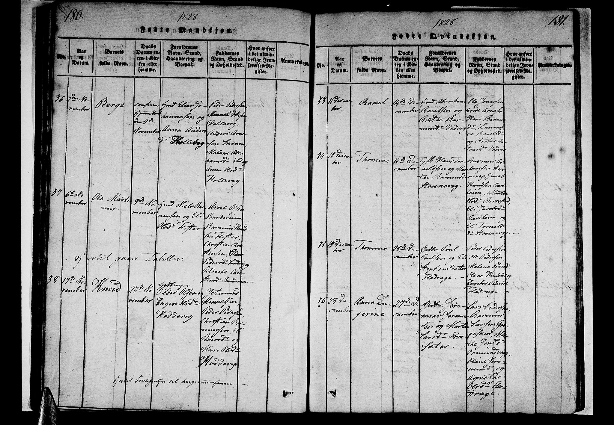 Selje sokneprestembete, AV/SAB-A-99938/H/Ha/Haa/Haaa: Parish register (official) no. A 8, 1816-1828, p. 180-181