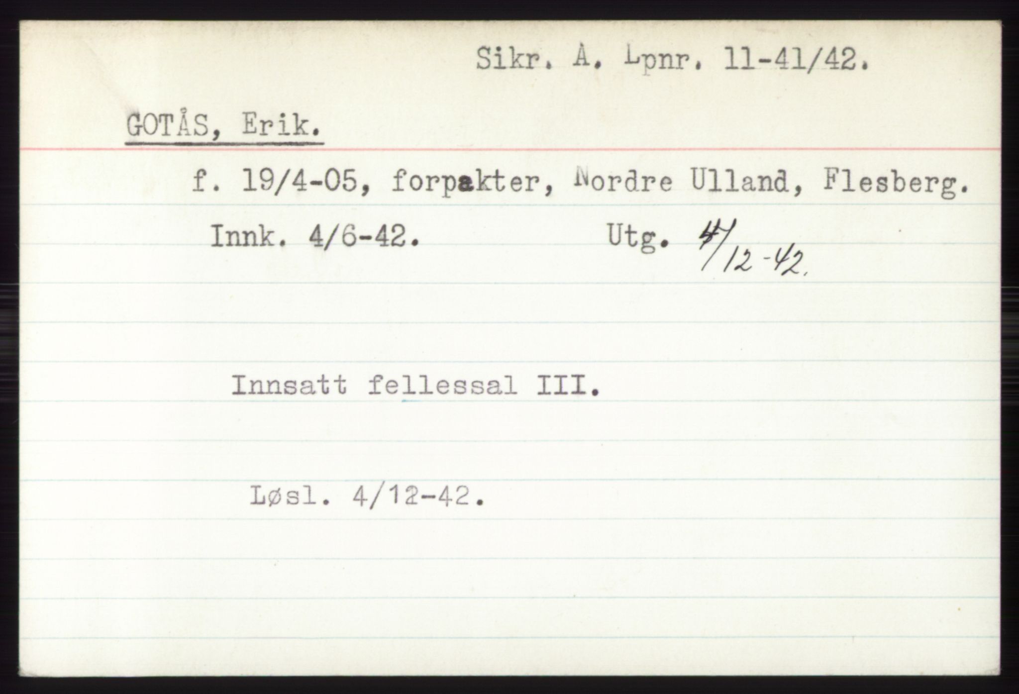 Statspolitiet - Hovedkontoret / Osloavdelingen, AV/RA-S-1329/C/Ck/Cke/L0003: Fangeregister; etternavn G - K, 1941-1945, p. 74