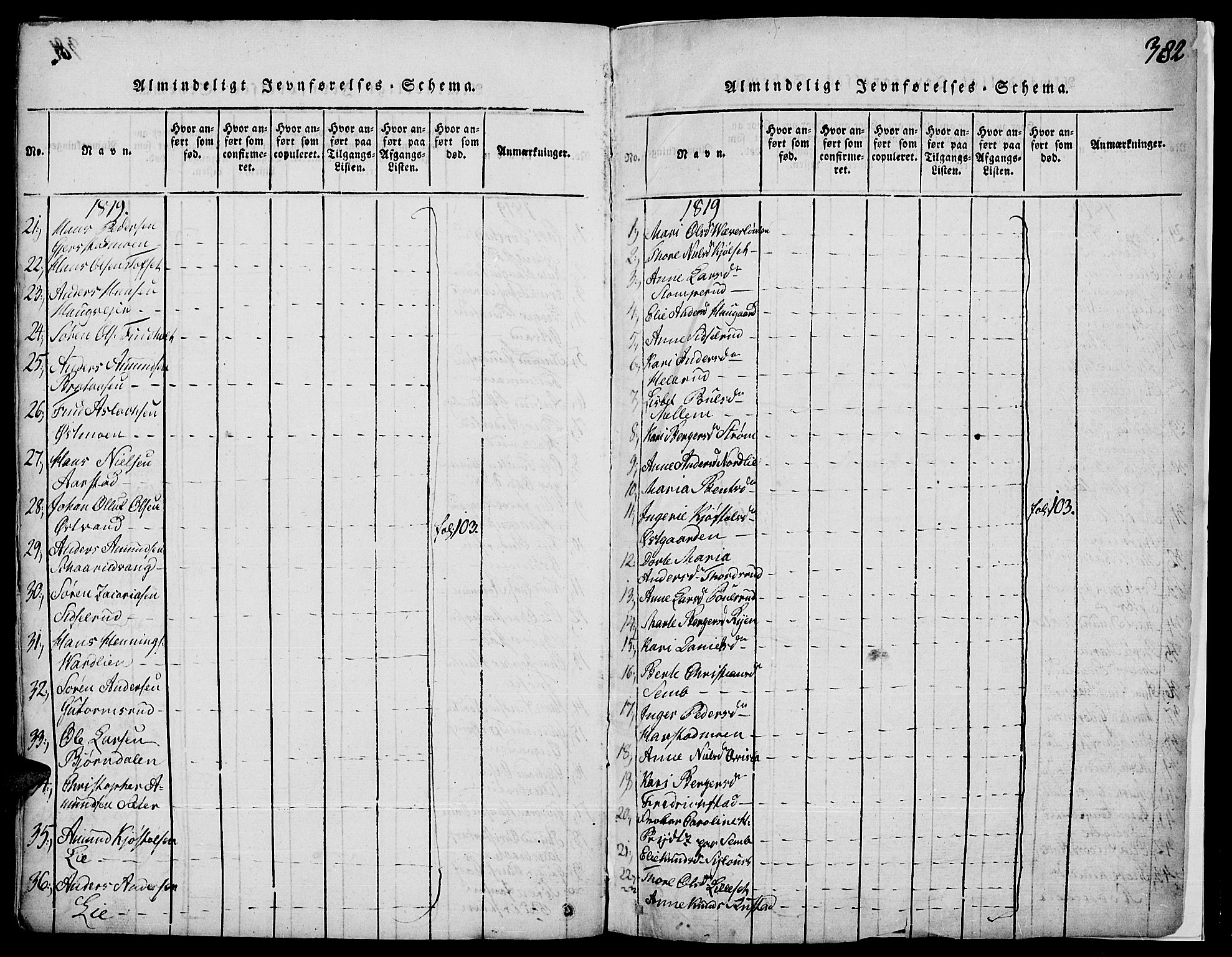 Strøm-Odalen prestekontor, AV/SAH-PREST-028/H/Ha/Haa/L0006: Parish register (official) no. 6, 1814-1850, p. 382