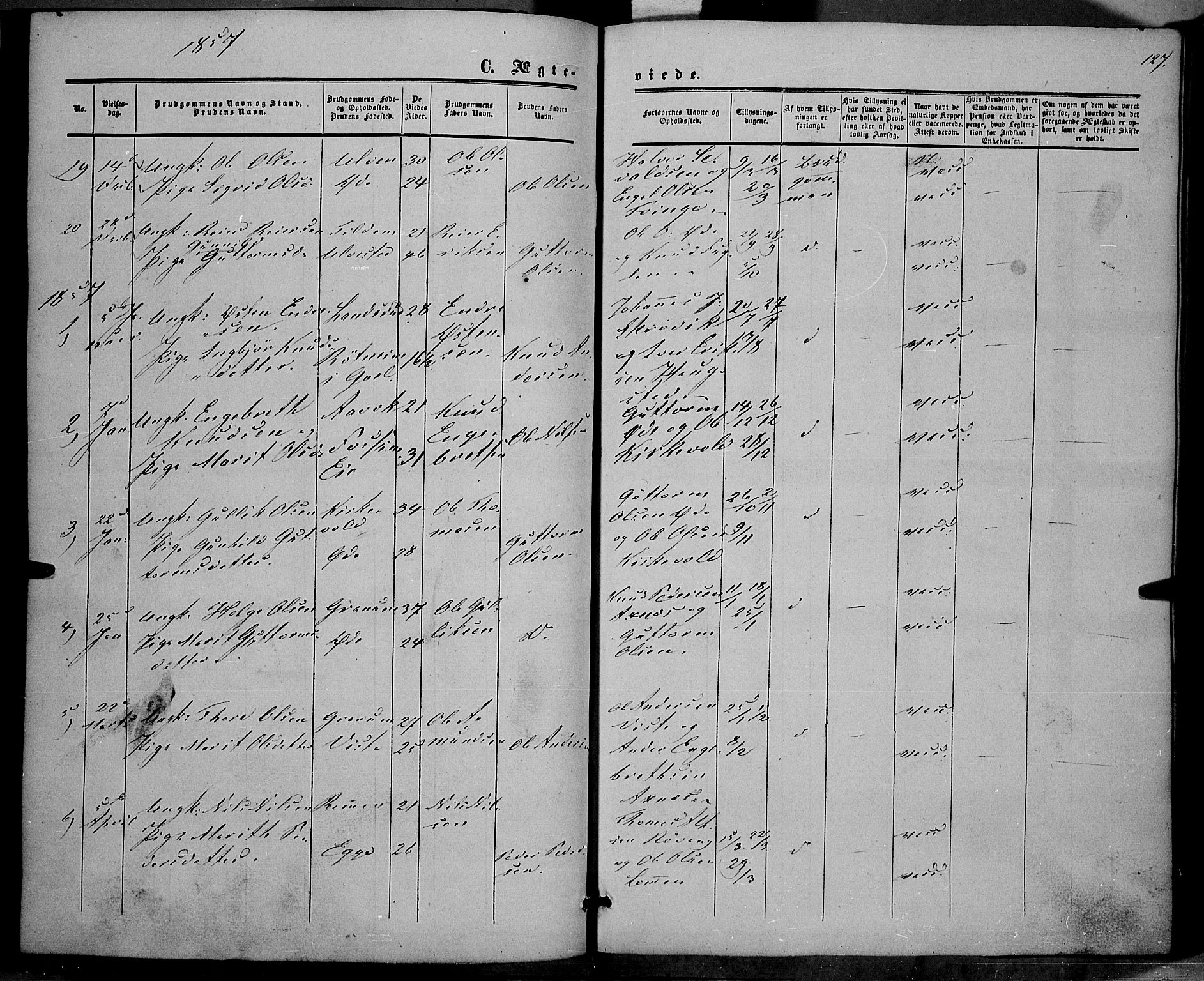 Vestre Slidre prestekontor, SAH/PREST-136/H/Ha/Haa/L0002: Parish register (official) no. 2, 1856-1864, p. 127