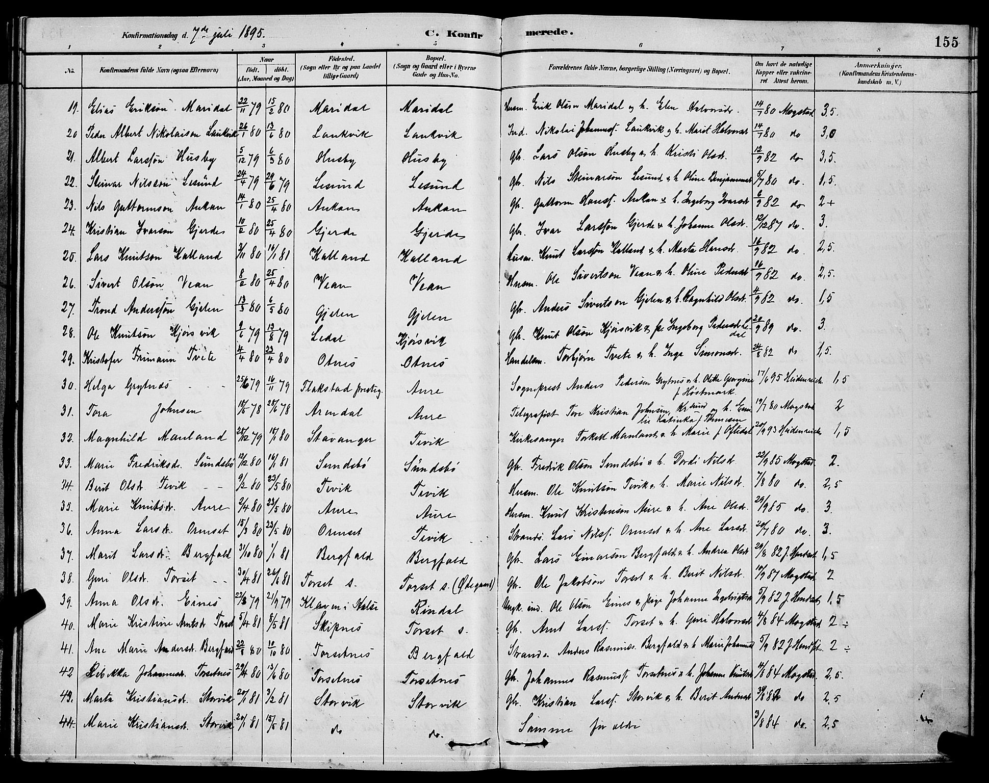 Ministerialprotokoller, klokkerbøker og fødselsregistre - Møre og Romsdal, AV/SAT-A-1454/578/L0909: Parish register (copy) no. 578C02, 1882-1900, p. 155