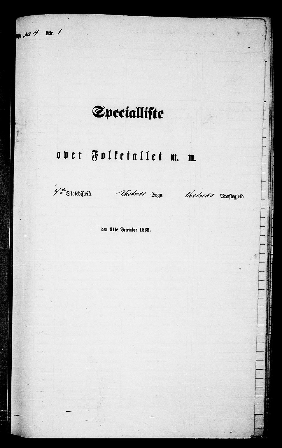RA, 1865 census for Vestnes, 1865, p. 80