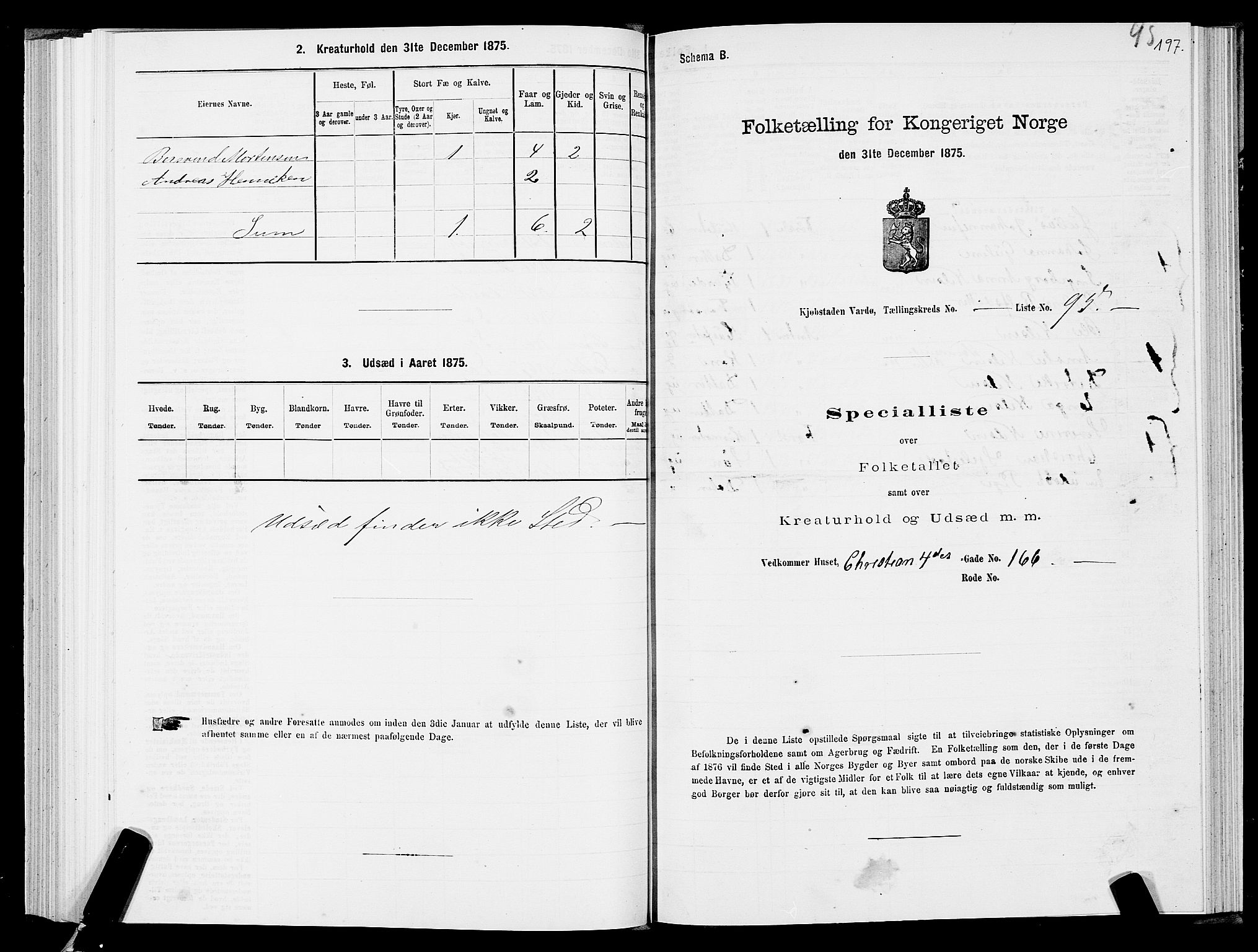 SATØ, 1875 census for 2002B Vardø/Vardø, 1875, p. 1197