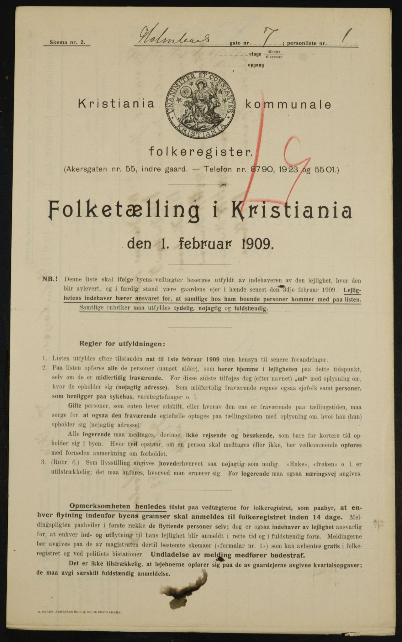 OBA, Municipal Census 1909 for Kristiania, 1909, p. 37006