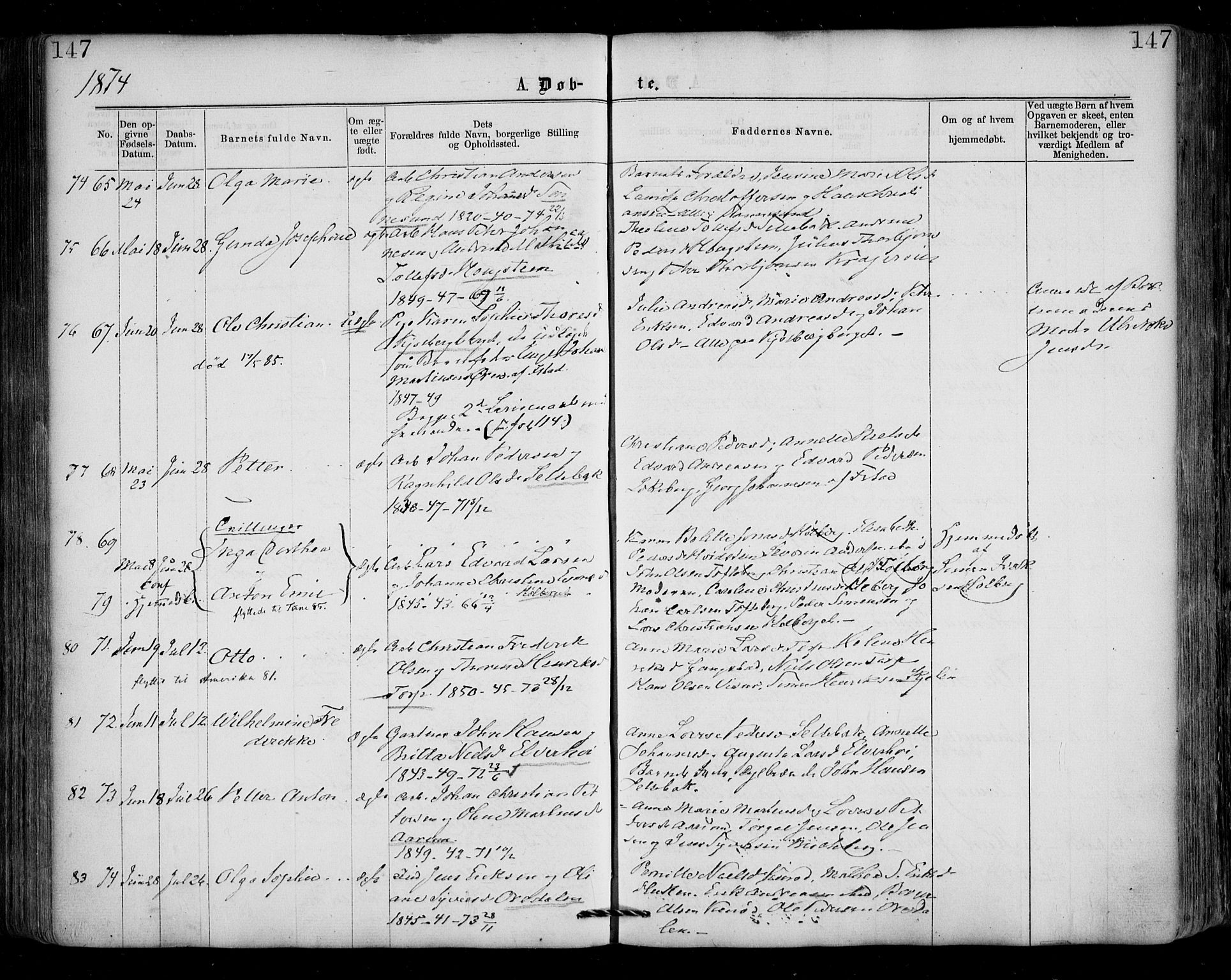 Borge prestekontor Kirkebøker, SAO/A-10903/F/Fa/L0006: Parish register (official) no. I 6, 1861-1874, p. 147