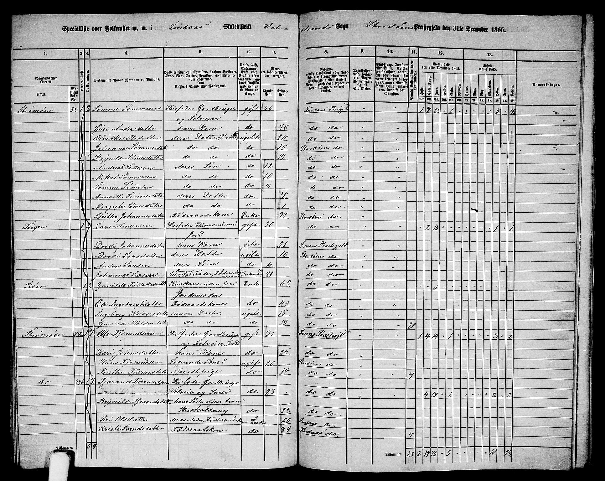 RA, 1865 census for Stord, 1865, p. 128