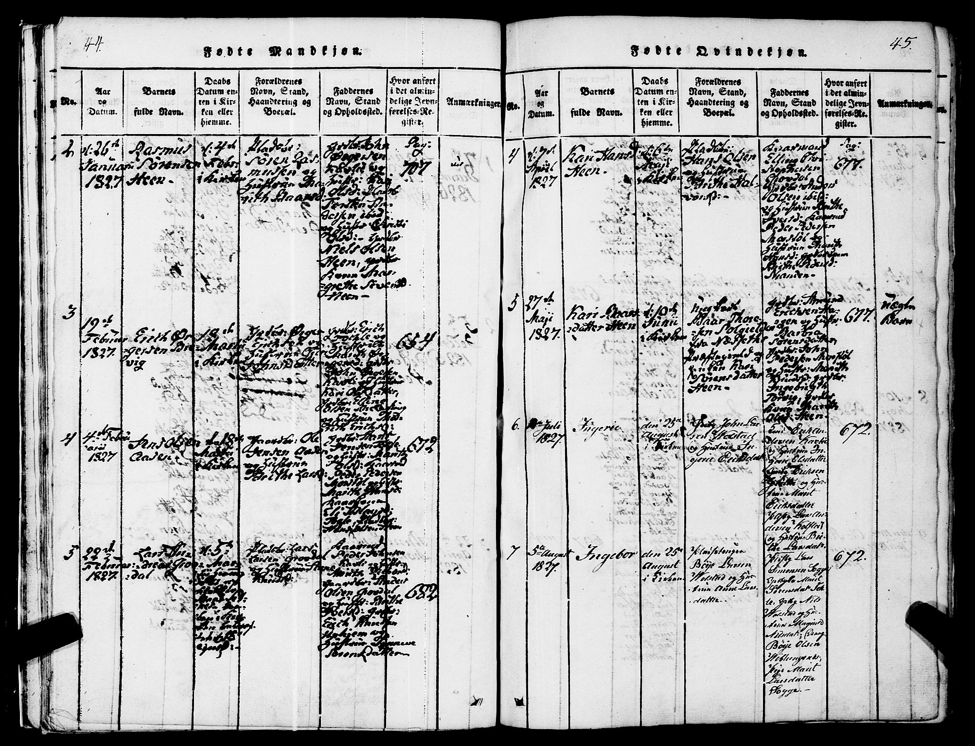 Ministerialprotokoller, klokkerbøker og fødselsregistre - Møre og Romsdal, SAT/A-1454/545/L0585: Parish register (official) no. 545A01, 1818-1853, p. 44-45