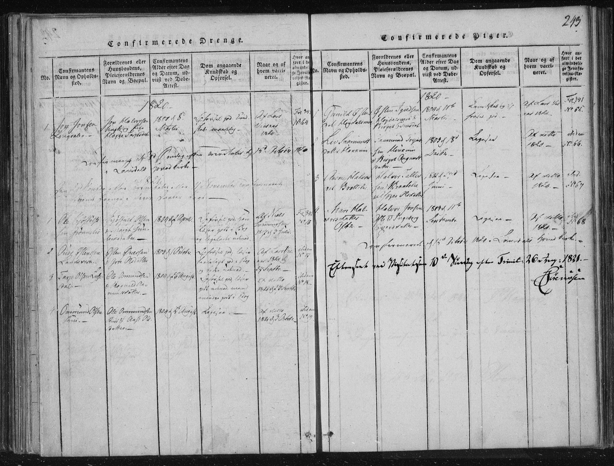 Lårdal kirkebøker, SAKO/A-284/F/Fc/L0001: Parish register (official) no. III 1, 1815-1860, p. 243