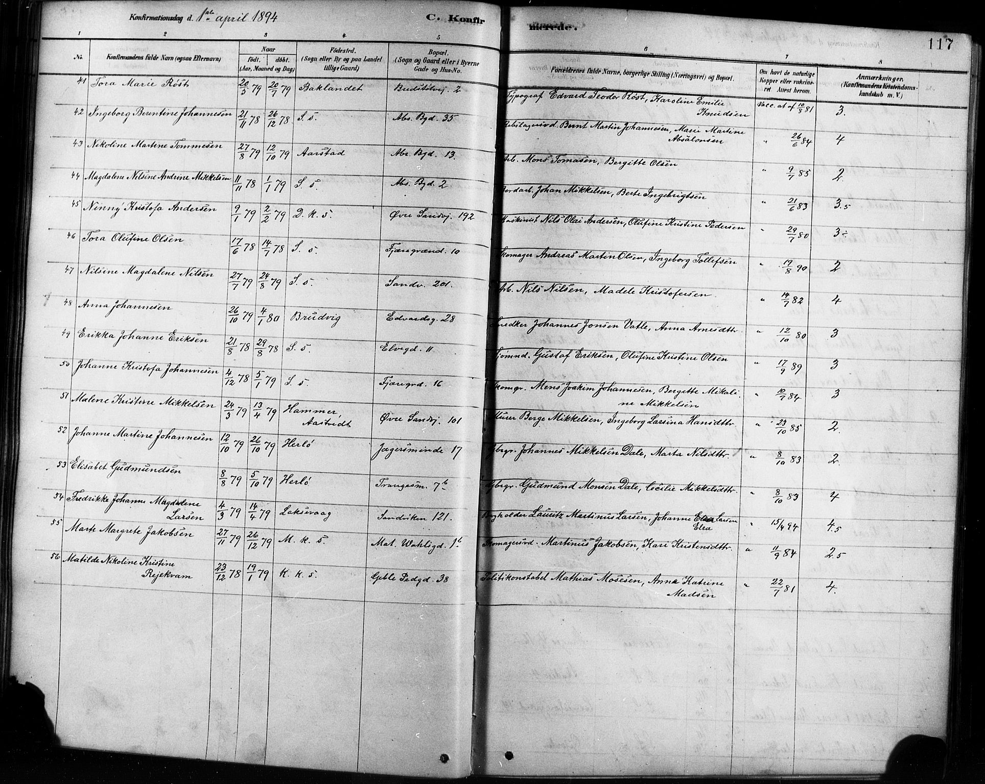 Sandviken Sokneprestembete, SAB/A-77601/H/Ha/L0002: Parish register (official) no. A 2, 1878-1896, p. 117