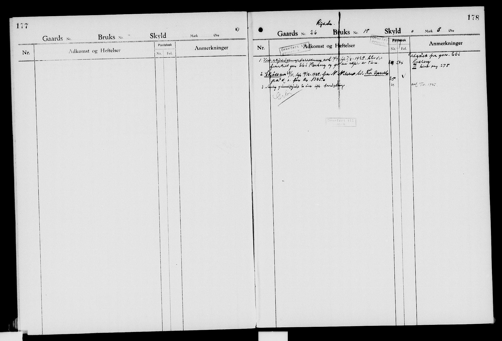 Nord-Hedmark sorenskriveri, SAH/TING-012/H/Ha/Had/Hade/L0007: Mortgage register no. 4.7, 1924-1940, p. 177-178