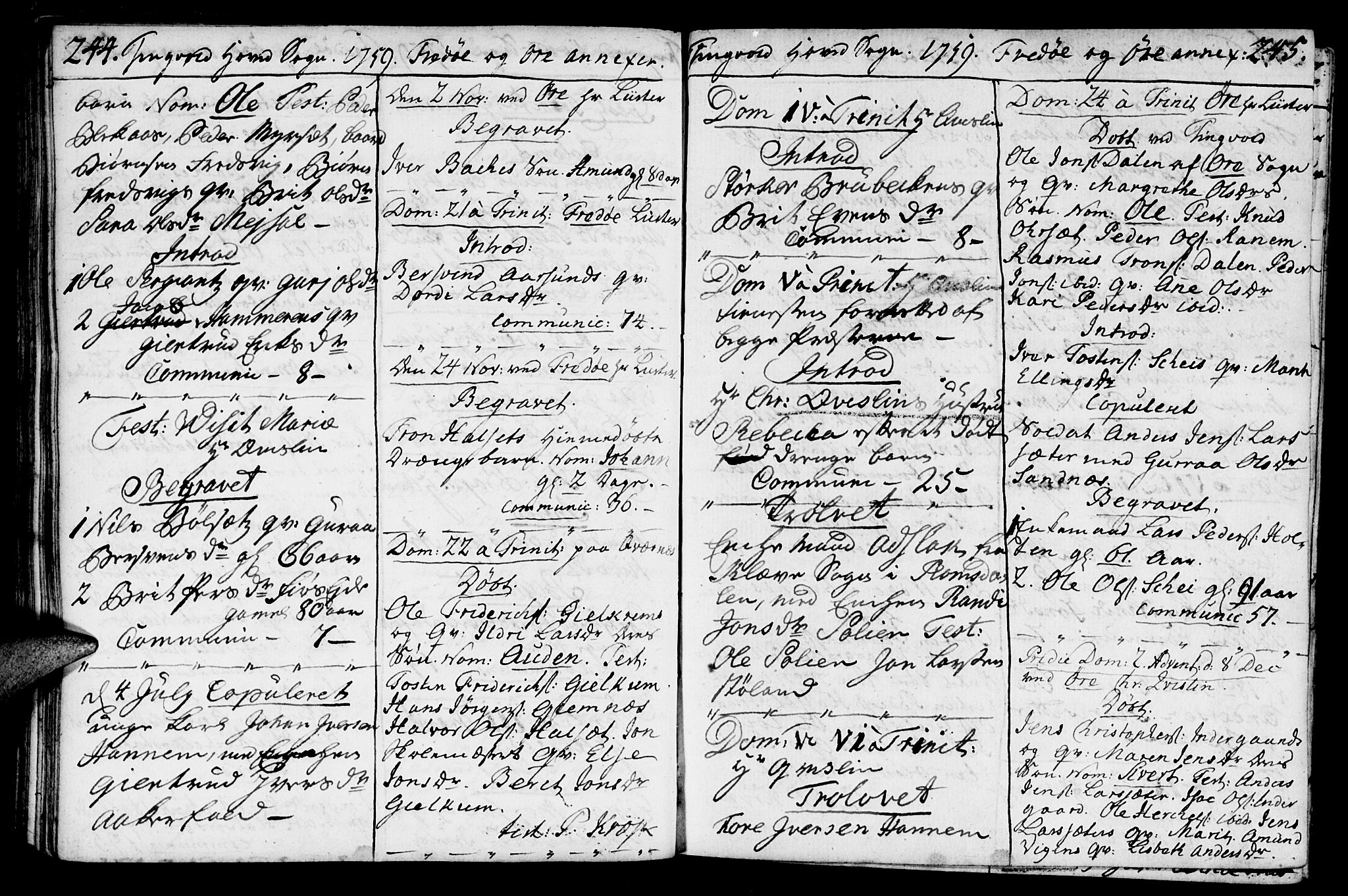 Ministerialprotokoller, klokkerbøker og fødselsregistre - Møre og Romsdal, SAT/A-1454/586/L0979: Parish register (official) no. 586A05, 1751-1776, p. 244-245
