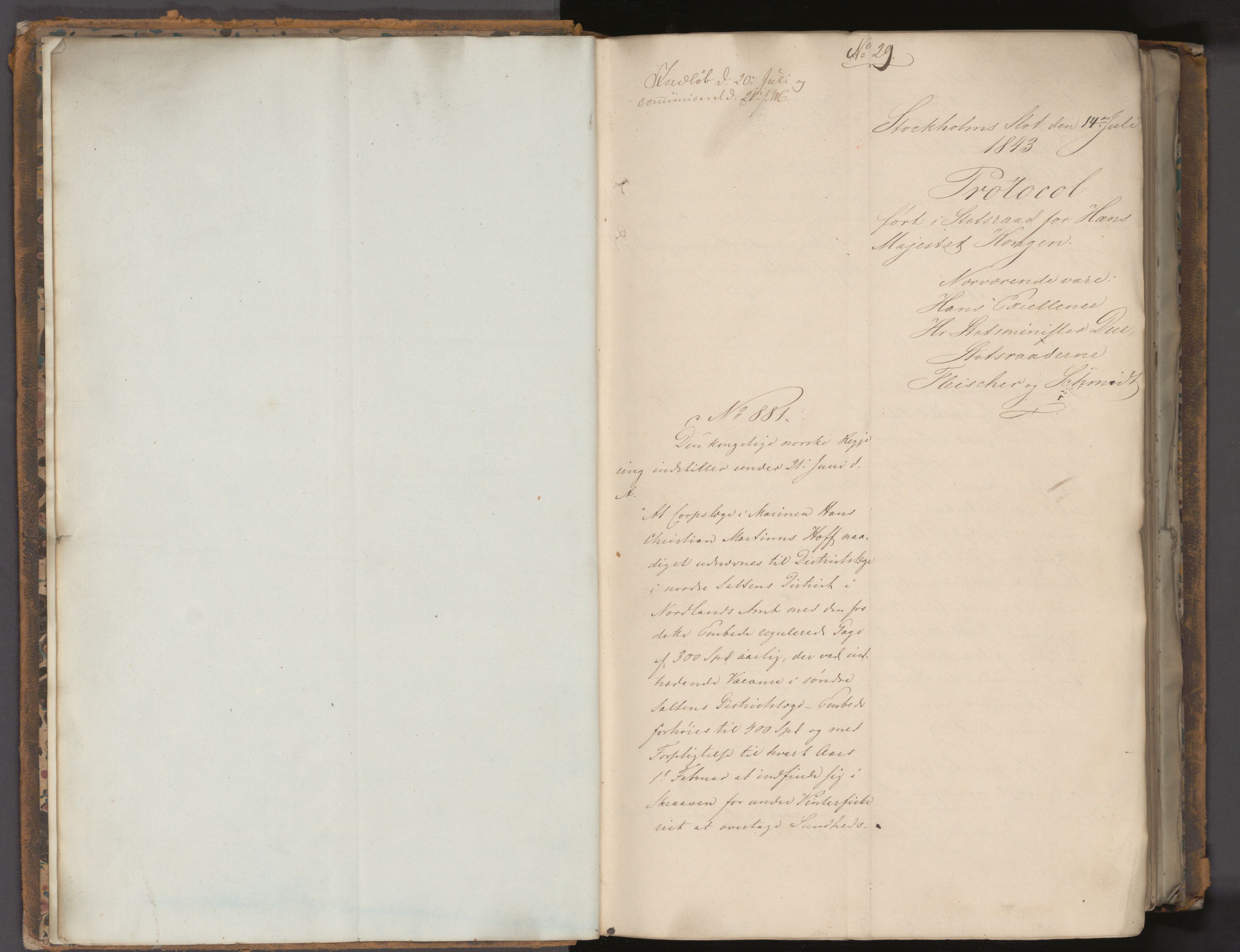 Statsrådssekretariatet, AV/RA-S-1001/A/Ab/L0058: Kgl. res. nr. 881-1783, 2. halvår, 1843