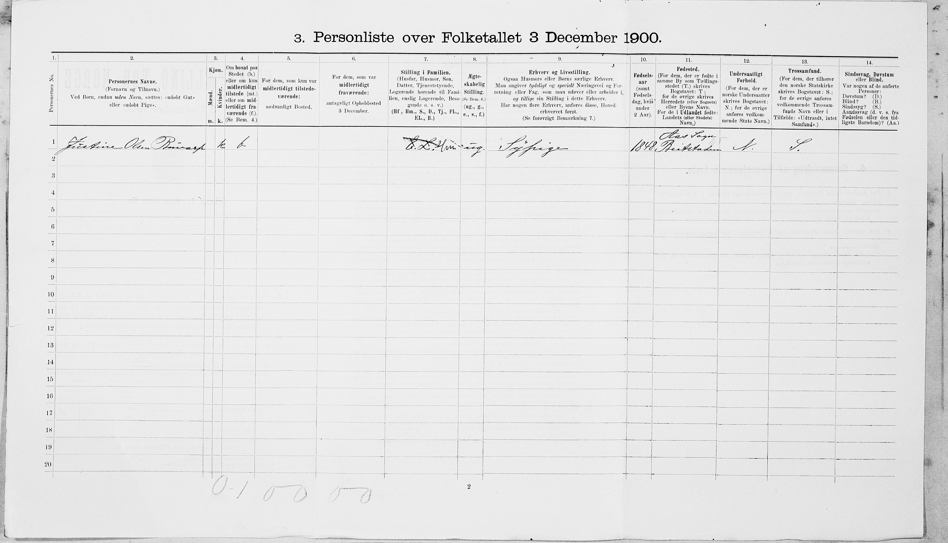 SAT, 1900 census for Namsos, 1900, p. 617