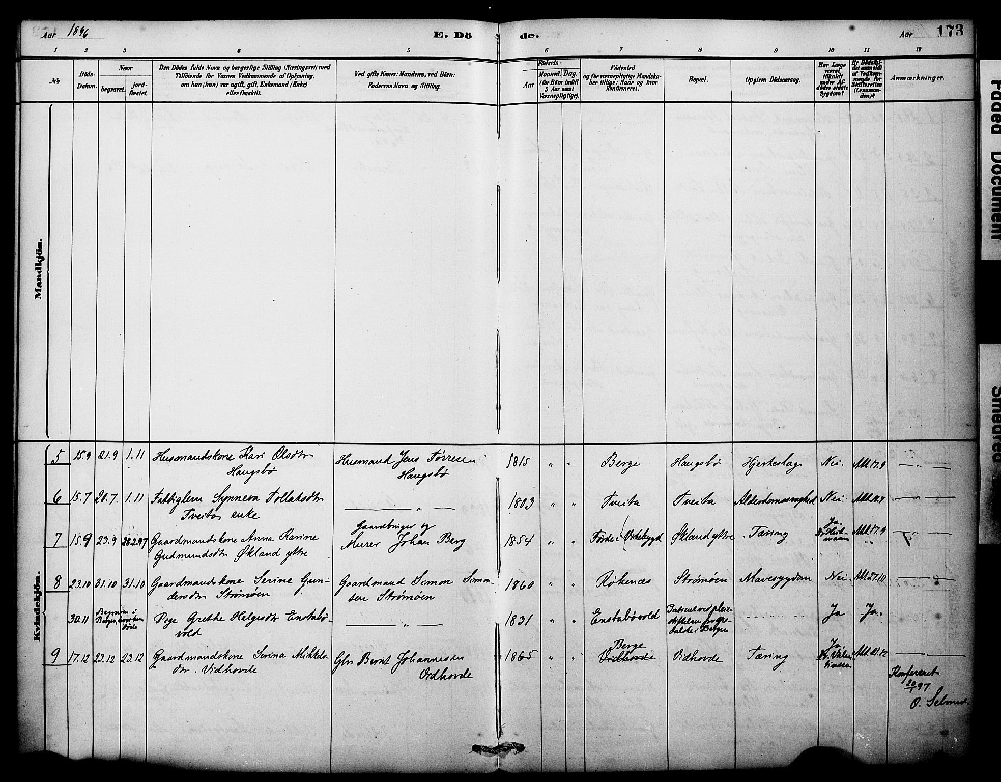 Sveio Sokneprestembete, AV/SAB-A-78501/H/Haa: Parish register (official) no. C 2, 1881-1899, p. 173