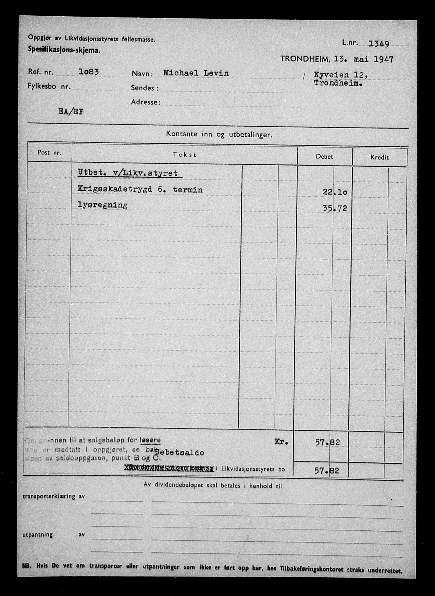 Justisdepartementet, Tilbakeføringskontoret for inndratte formuer, AV/RA-S-1564/H/Hc/Hca/L0903: --, 1945-1947, p. 94