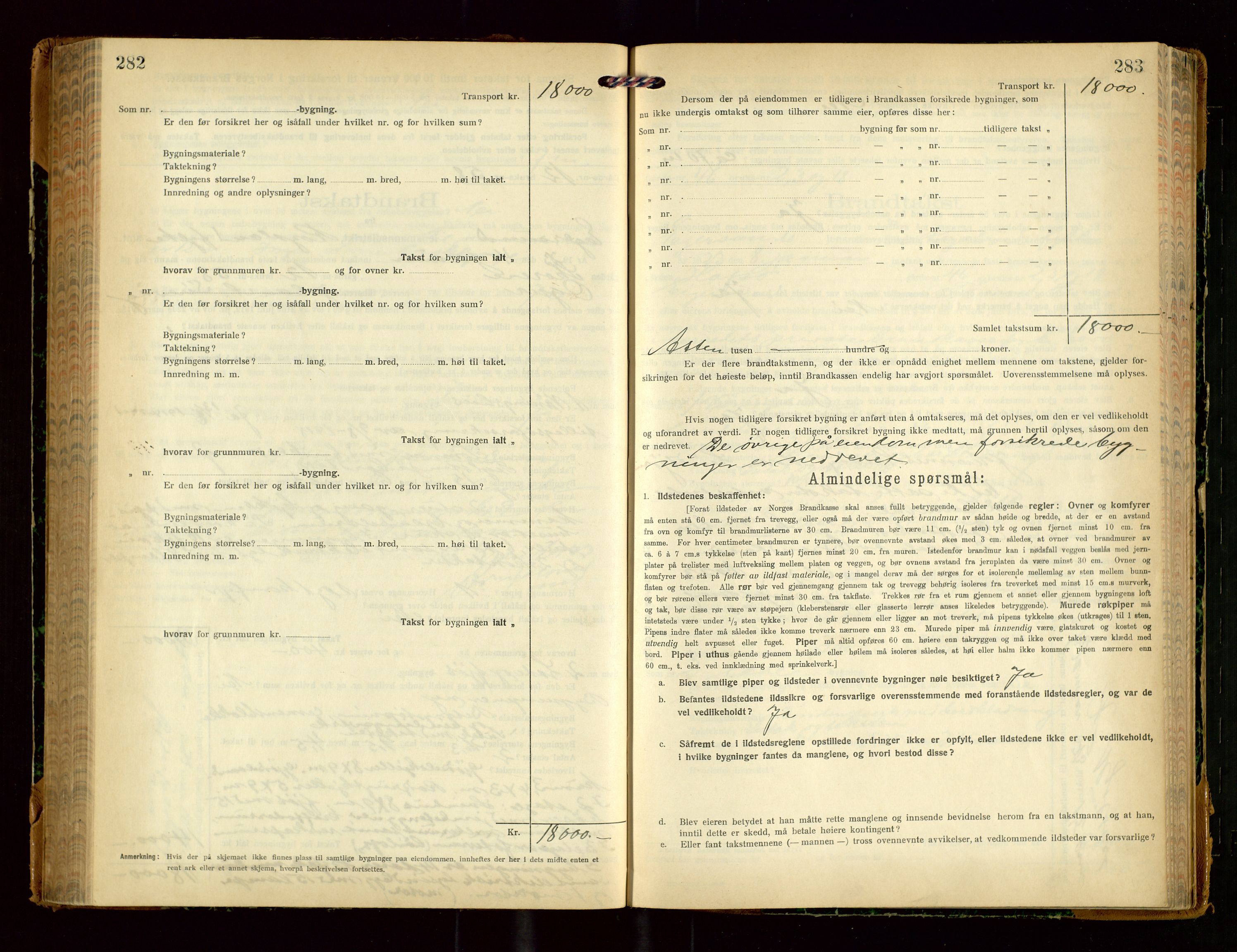 Eigersund lensmannskontor, AV/SAST-A-100171/Gob/L0004: "Branntakstprotokoll", 1921-1925, p. 282-283