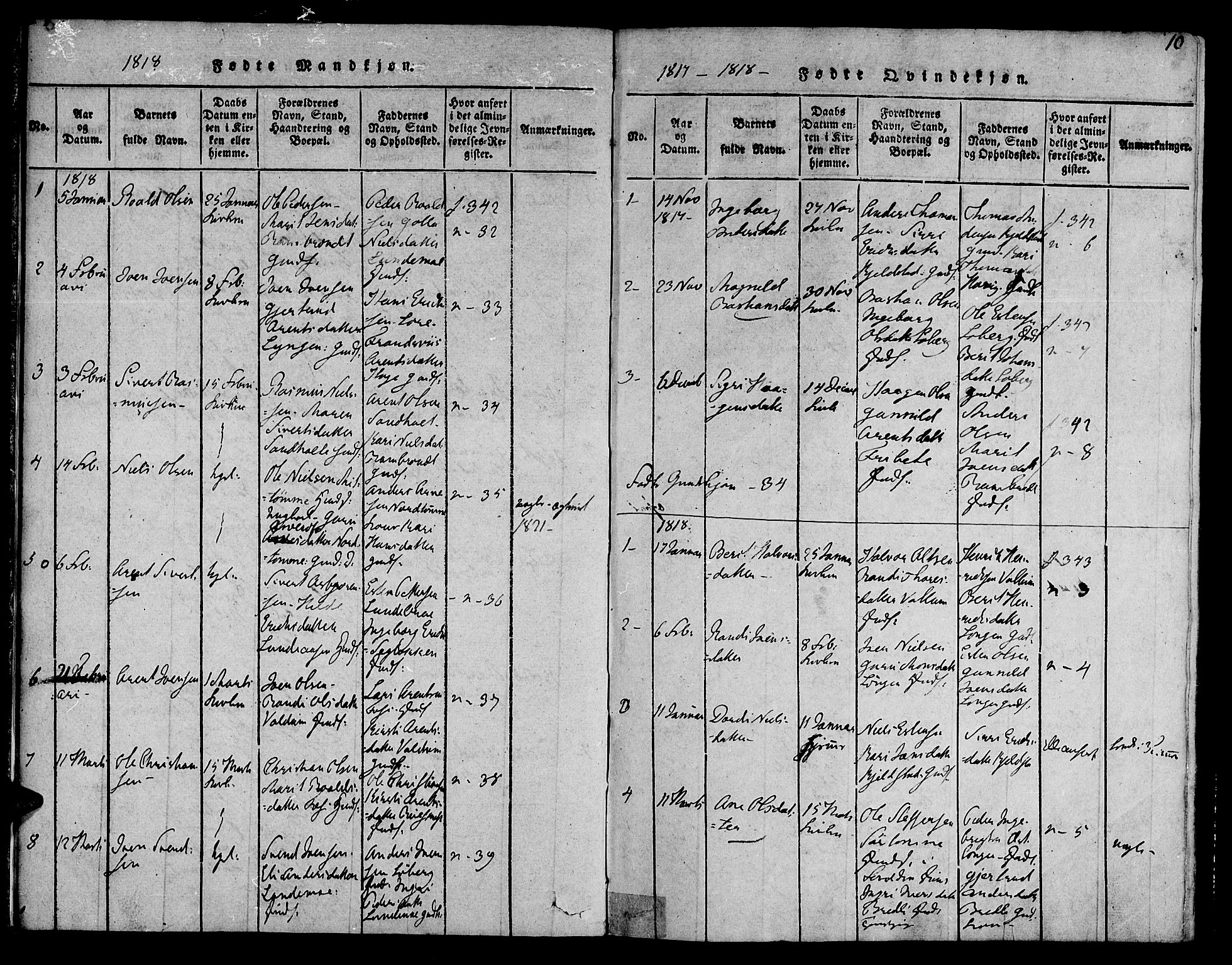 Ministerialprotokoller, klokkerbøker og fødselsregistre - Sør-Trøndelag, SAT/A-1456/692/L1102: Parish register (official) no. 692A02, 1816-1842, p. 10