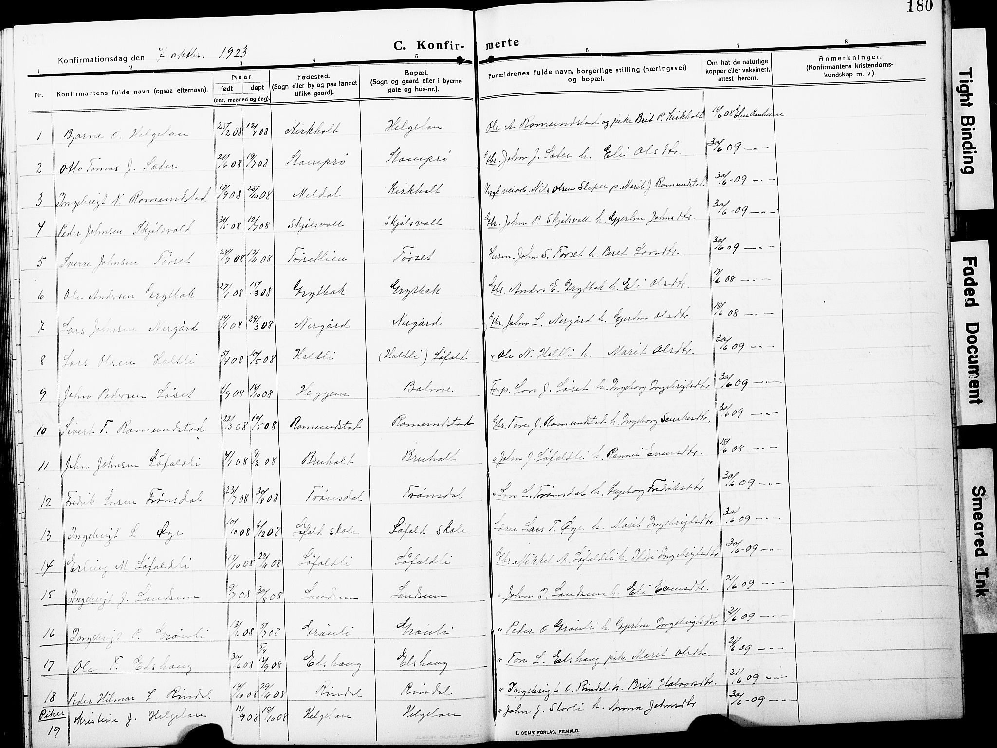 Ministerialprotokoller, klokkerbøker og fødselsregistre - Møre og Romsdal, AV/SAT-A-1454/598/L1079: Parish register (copy) no. 598C04, 1909-1927, p. 180