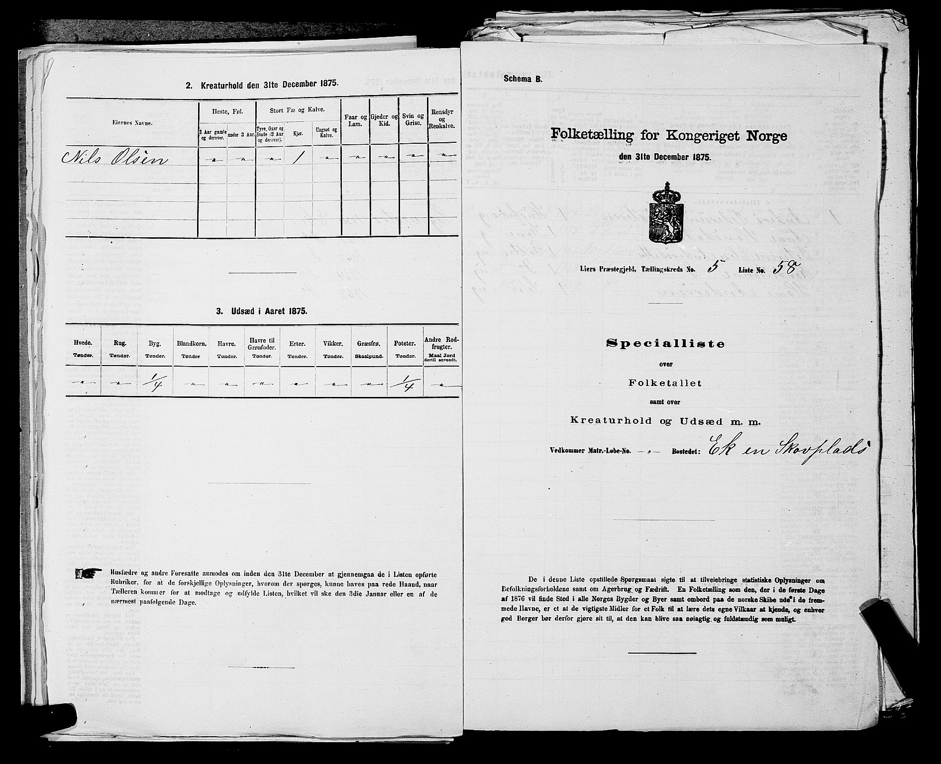 SAKO, 1875 census for 0626P Lier, 1875, p. 935