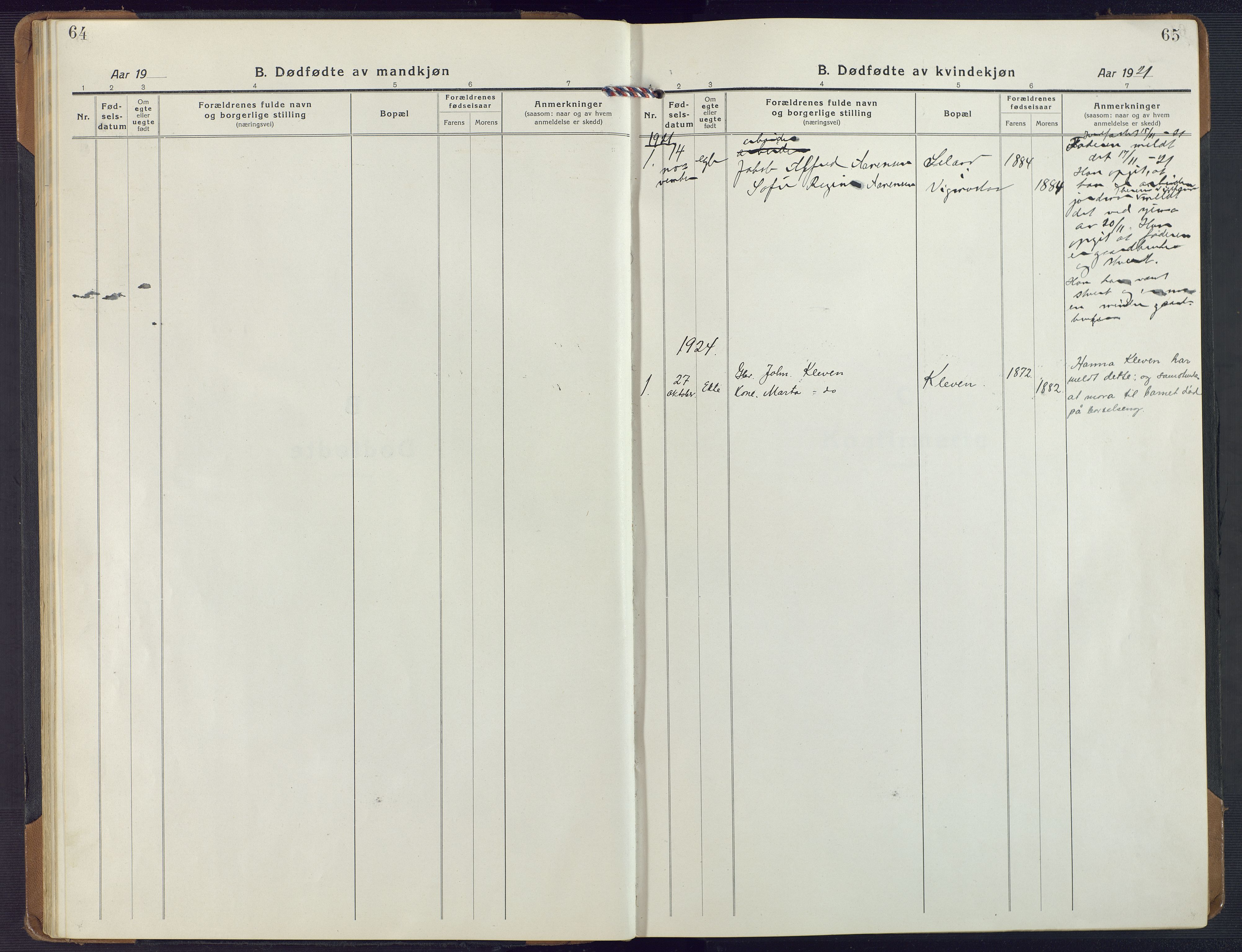 Nord-Audnedal sokneprestkontor, AV/SAK-1111-0032/F/Fa/Fab/L0005: Parish register (official) no. A 5, 1918-1925, p. 64-65