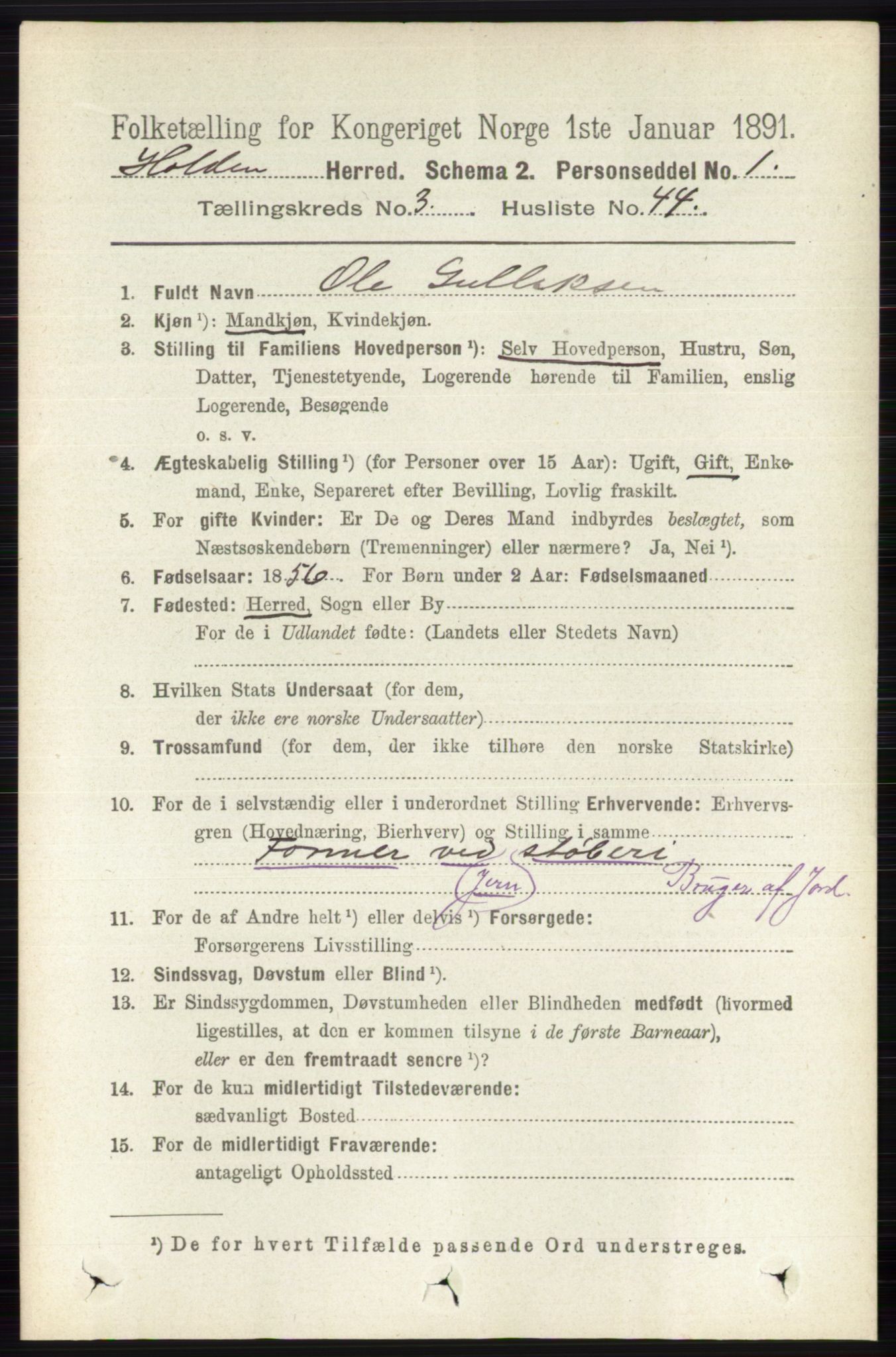 RA, 1891 census for 0819 Holla, 1891, p. 1803