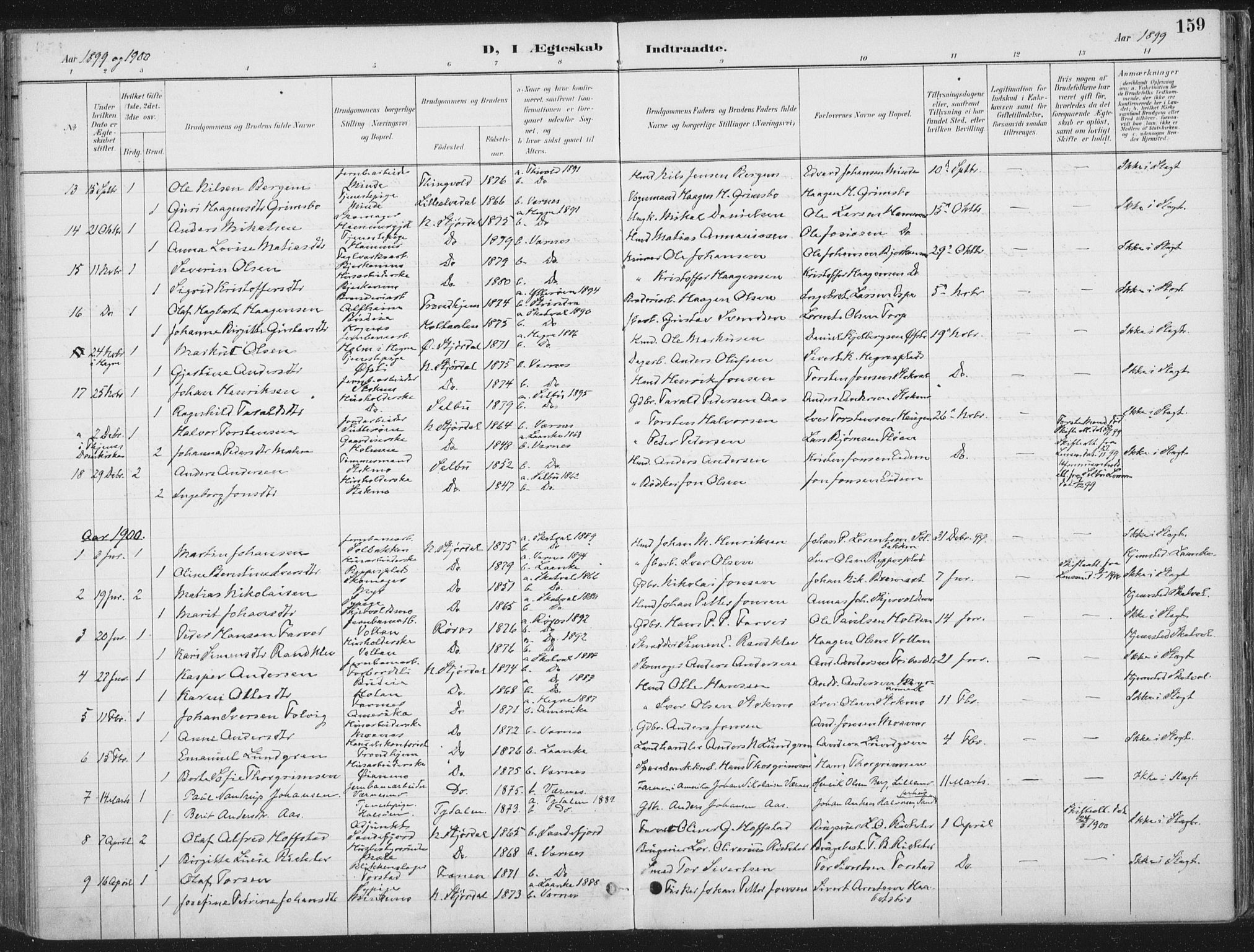 Ministerialprotokoller, klokkerbøker og fødselsregistre - Nord-Trøndelag, SAT/A-1458/709/L0082: Parish register (official) no. 709A22, 1896-1916, p. 159