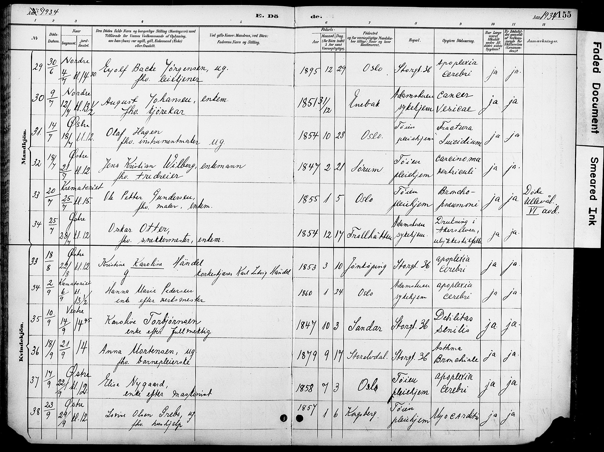 Krohgstøtten sykehusprest Kirkebøker, AV/SAO-A-10854/F/Fa/L0003: Parish register (official) no. 3, 1890-1935, p. 155