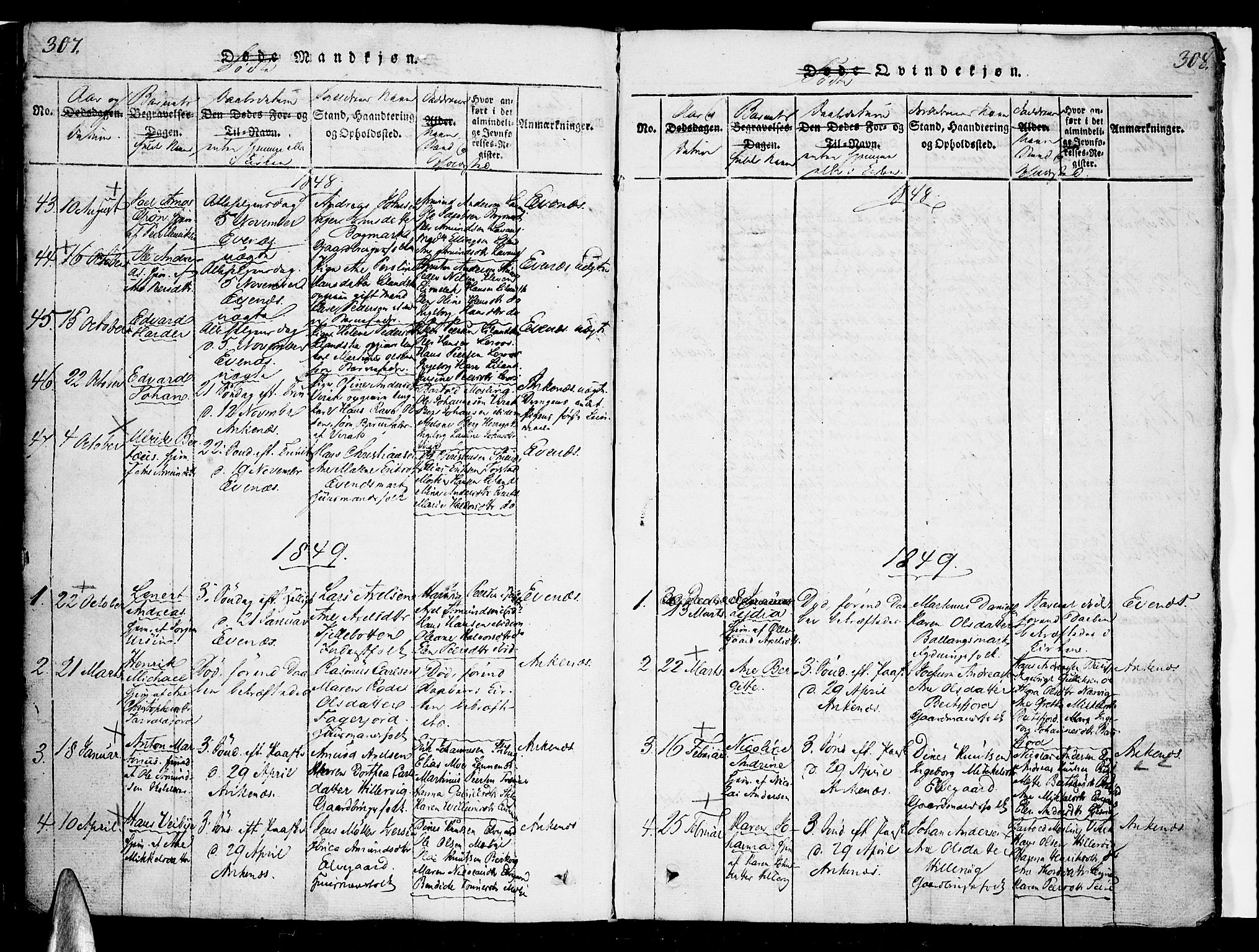 Ministerialprotokoller, klokkerbøker og fødselsregistre - Nordland, SAT/A-1459/863/L0894: Parish register (official) no. 863A06, 1821-1851, p. 307-308