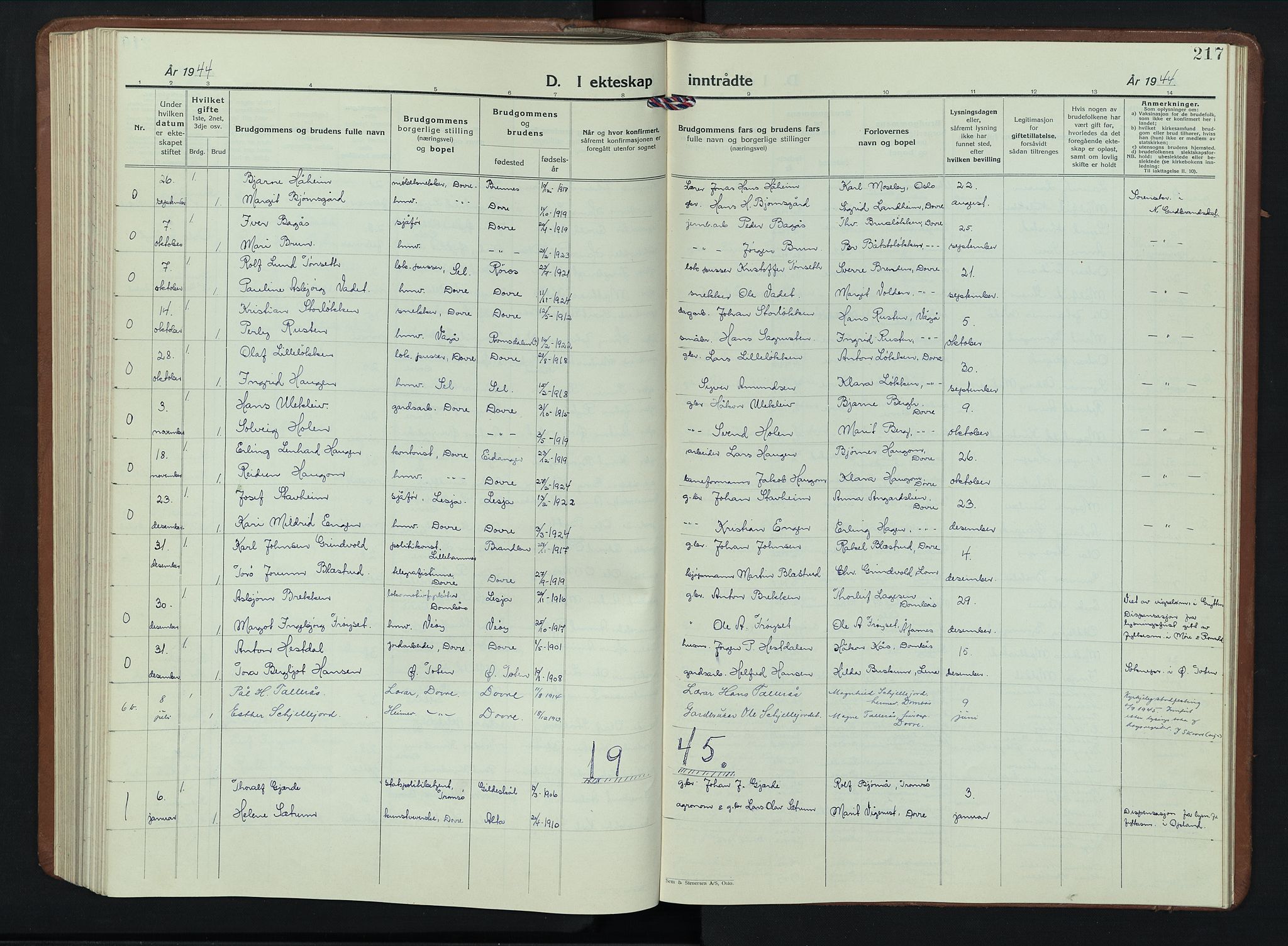 Dovre prestekontor, SAH/PREST-066/H/Ha/Hab/L0004: Parish register (copy) no. 4, 1926-1949, p. 217