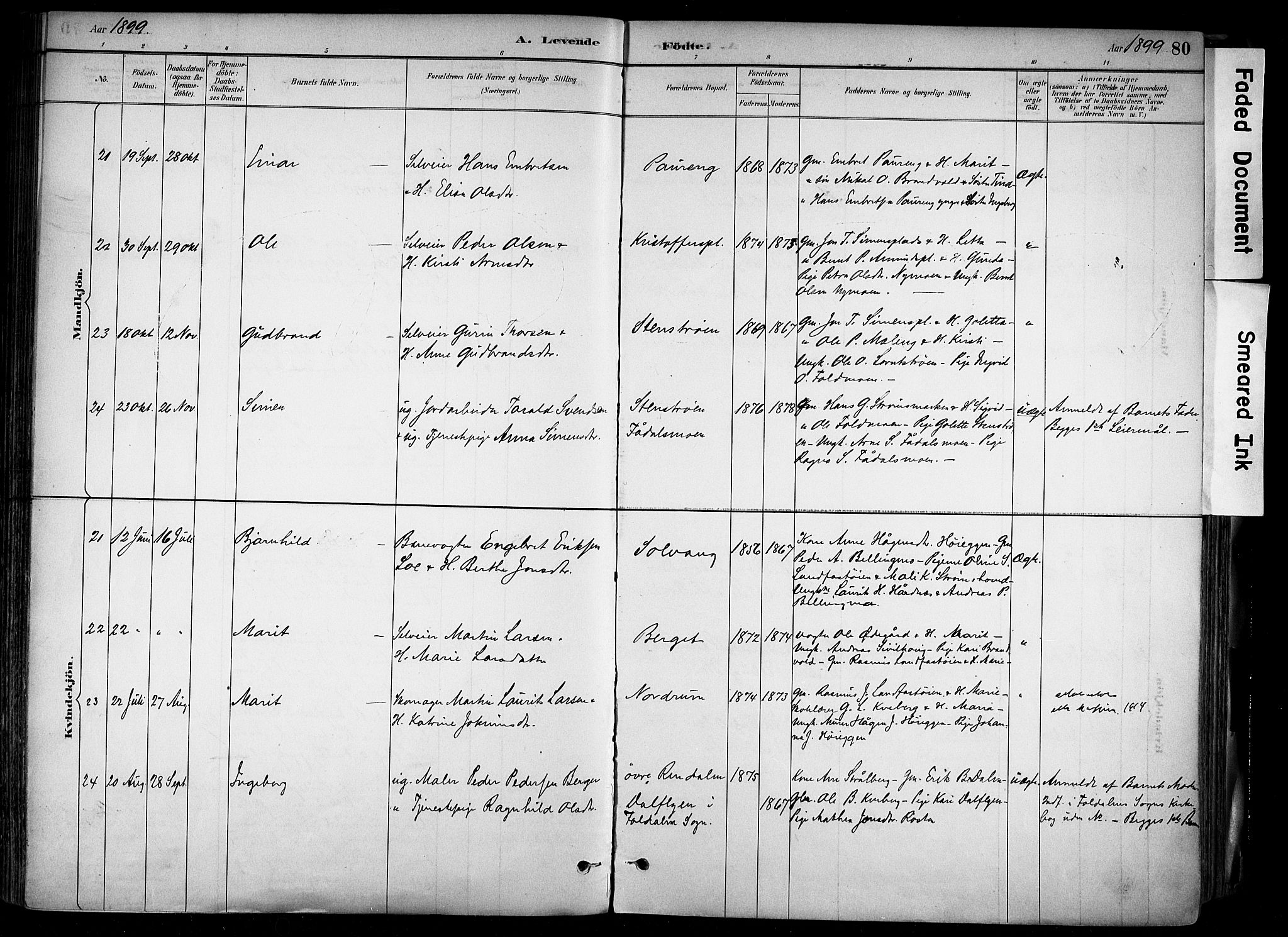 Alvdal prestekontor, AV/SAH-PREST-060/H/Ha/Haa/L0002: Parish register (official) no. 2, 1883-1906, p. 80