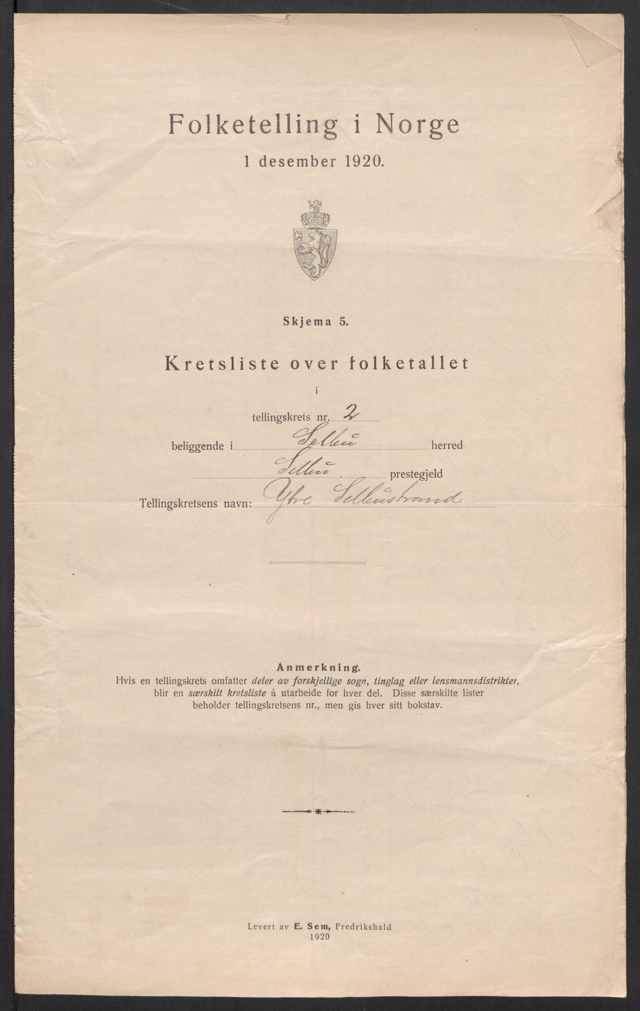 SAT, 1920 census for Selbu, 1920, p. 11