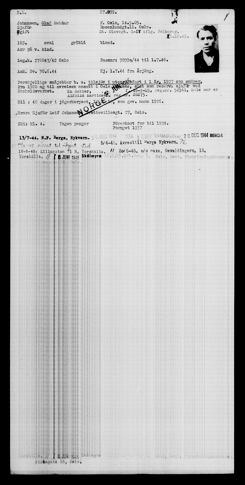 Den Kgl. Norske Legasjons Flyktningskontor, AV/RA-S-6753/V/Va/L0011: Kjesäterkartoteket.  Flyktningenr. 25300-28349, 1940-1945, p. 2767