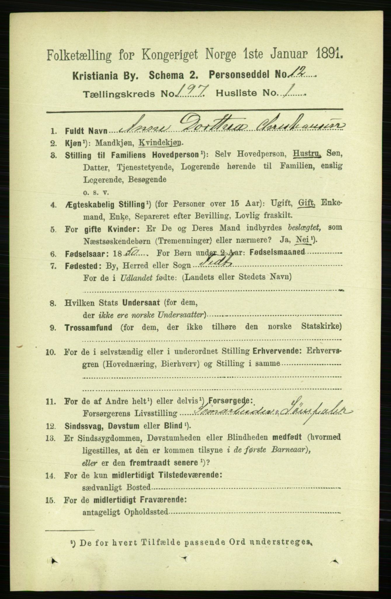 RA, 1891 census for 0301 Kristiania, 1891, p. 118811