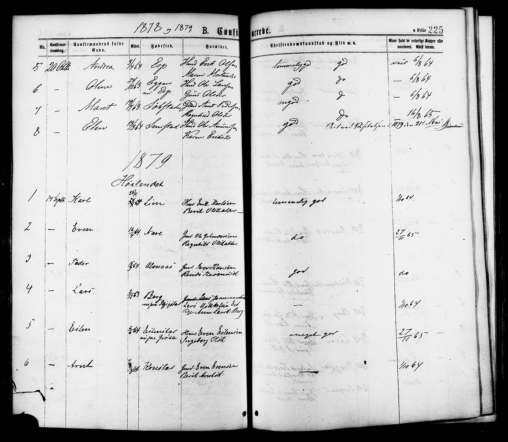 Ministerialprotokoller, klokkerbøker og fødselsregistre - Sør-Trøndelag, SAT/A-1456/691/L1079: Parish register (official) no. 691A11, 1873-1886, p. 225