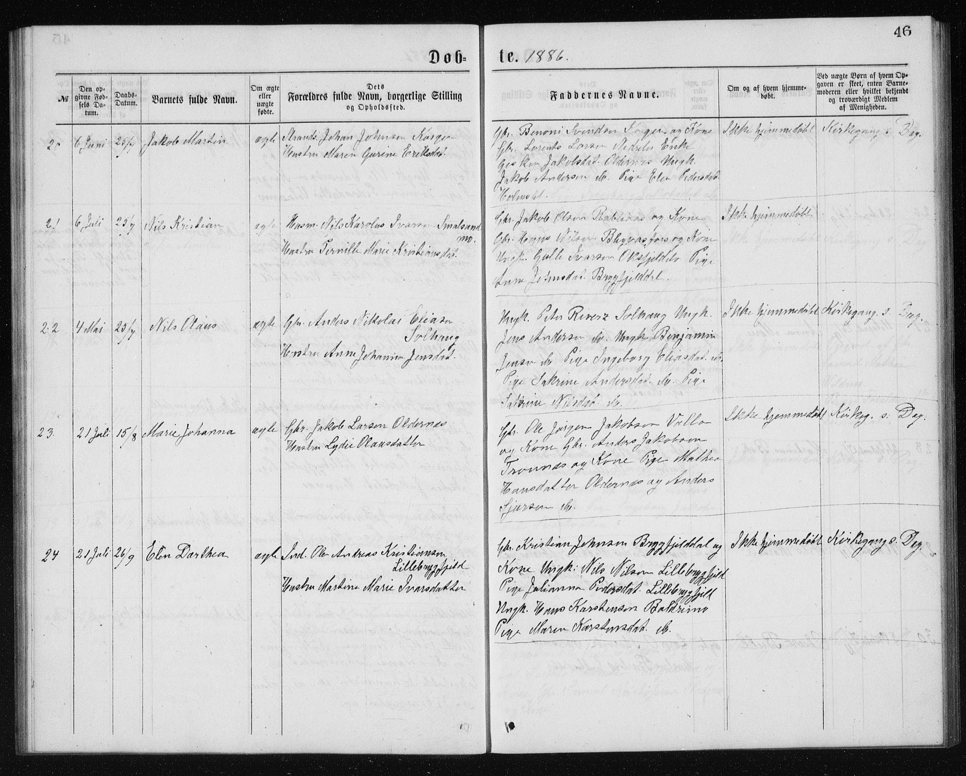 Ministerialprotokoller, klokkerbøker og fødselsregistre - Nordland, AV/SAT-A-1459/826/L0381: Parish register (copy) no. 826C01, 1877-1886, p. 46