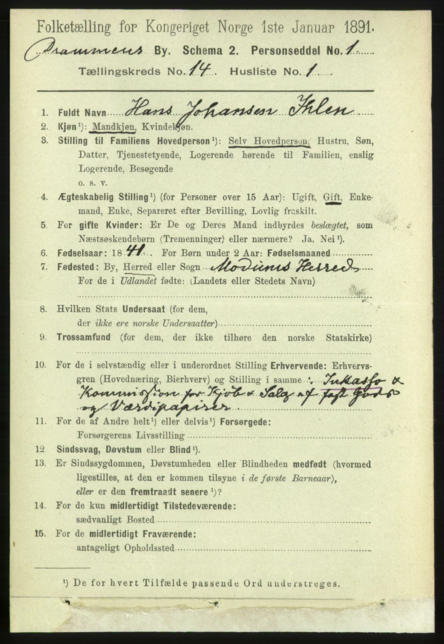 RA, 1891 census for 0602 Drammen, 1891, p. 10056