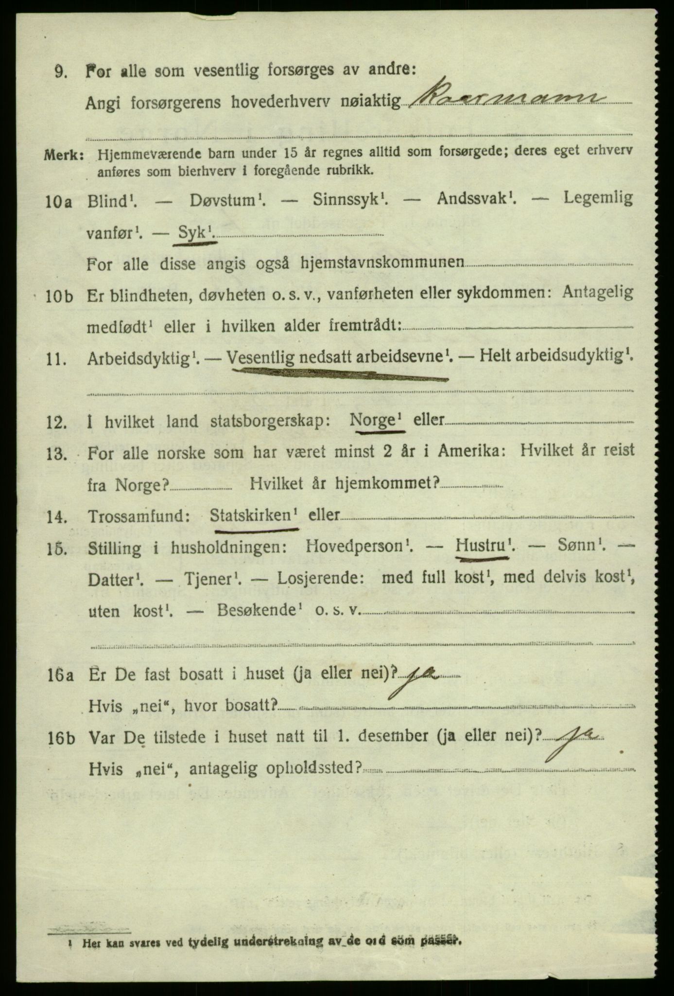 SAB, 1920 census for Haus, 1920, p. 2036