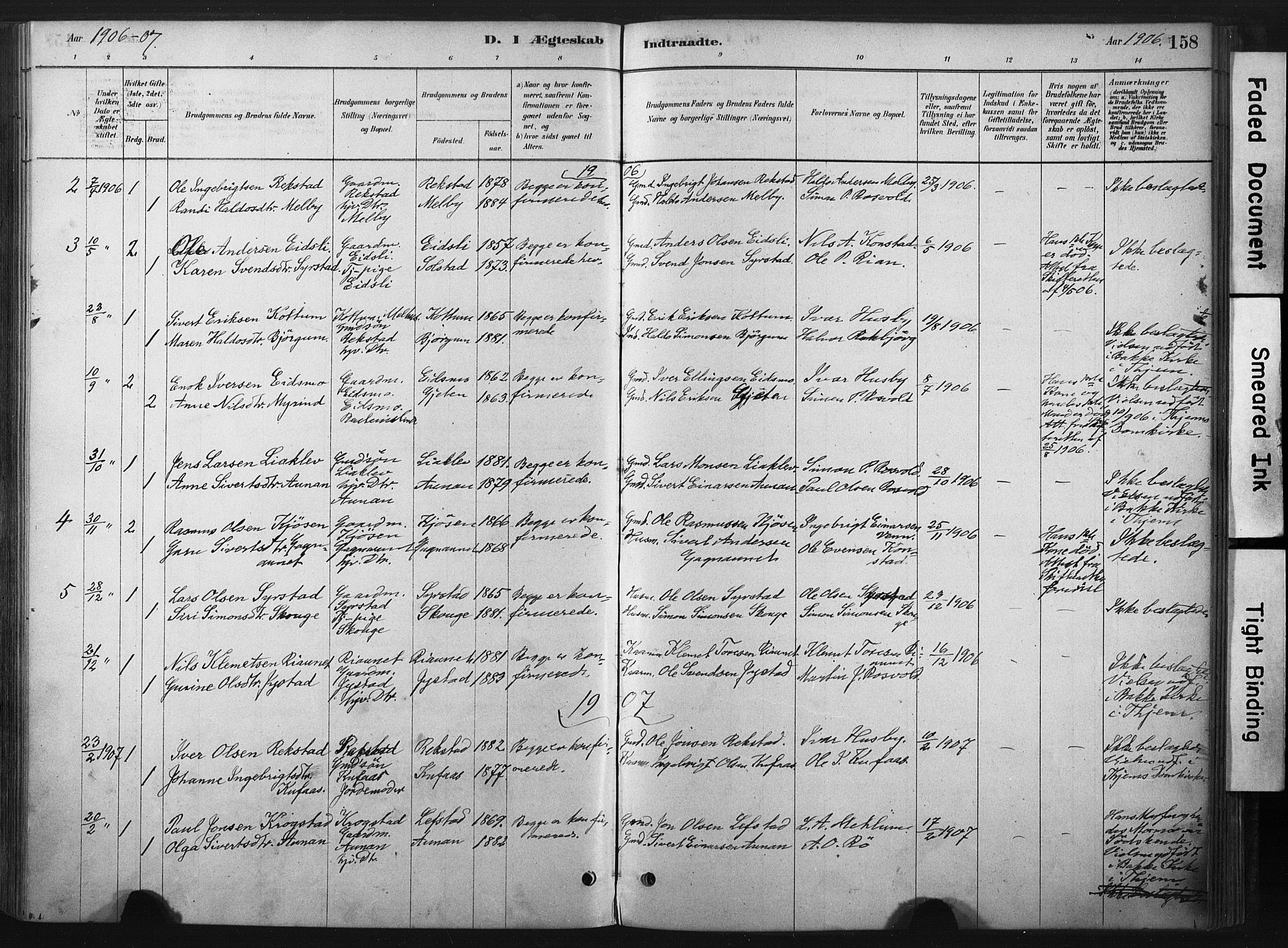 Ministerialprotokoller, klokkerbøker og fødselsregistre - Sør-Trøndelag, SAT/A-1456/667/L0795: Parish register (official) no. 667A03, 1879-1907, p. 158