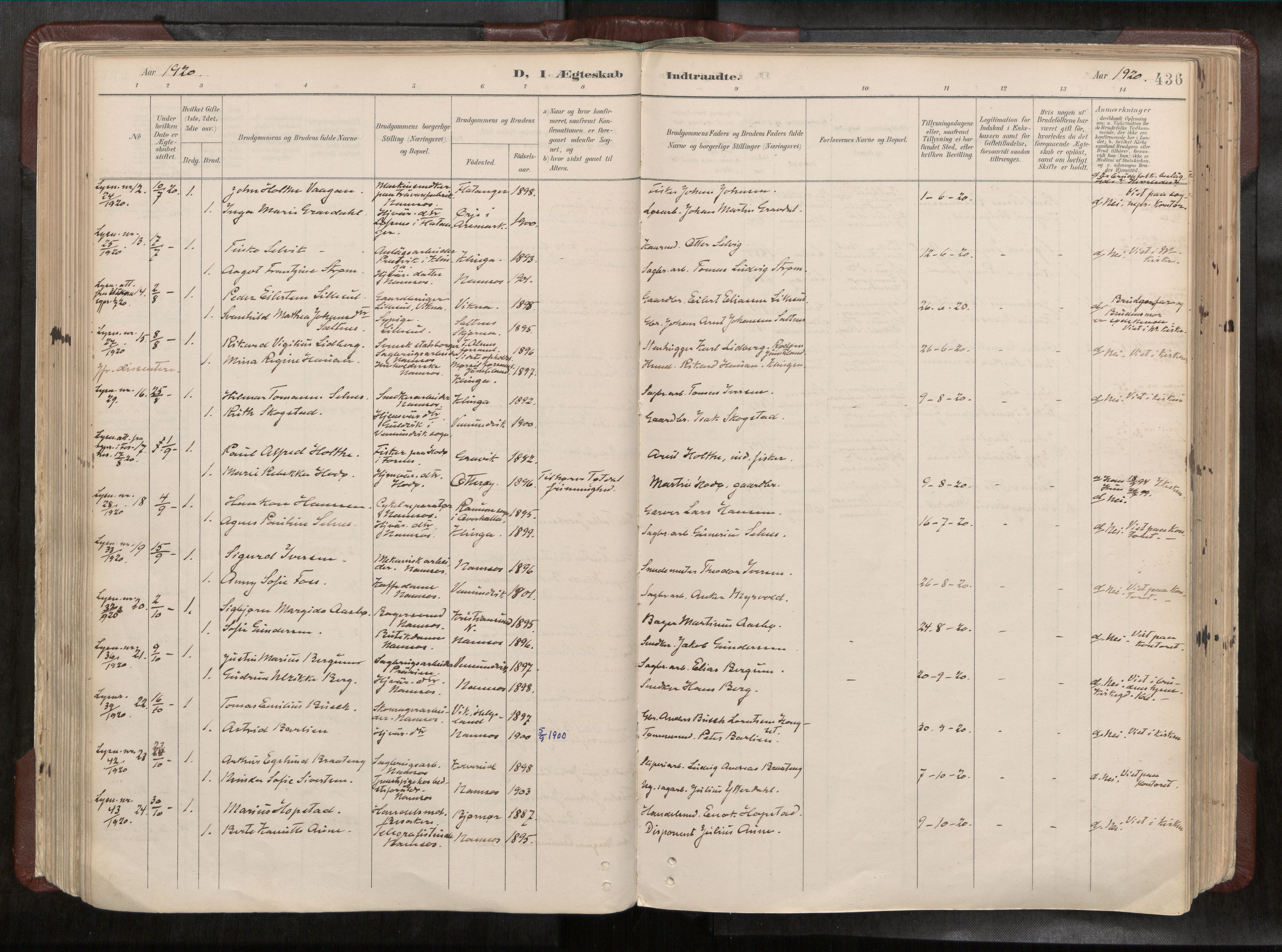 Ministerialprotokoller, klokkerbøker og fødselsregistre - Nord-Trøndelag, AV/SAT-A-1458/768/L0579a: Parish register (official) no. 768A14, 1887-1931, p. 436