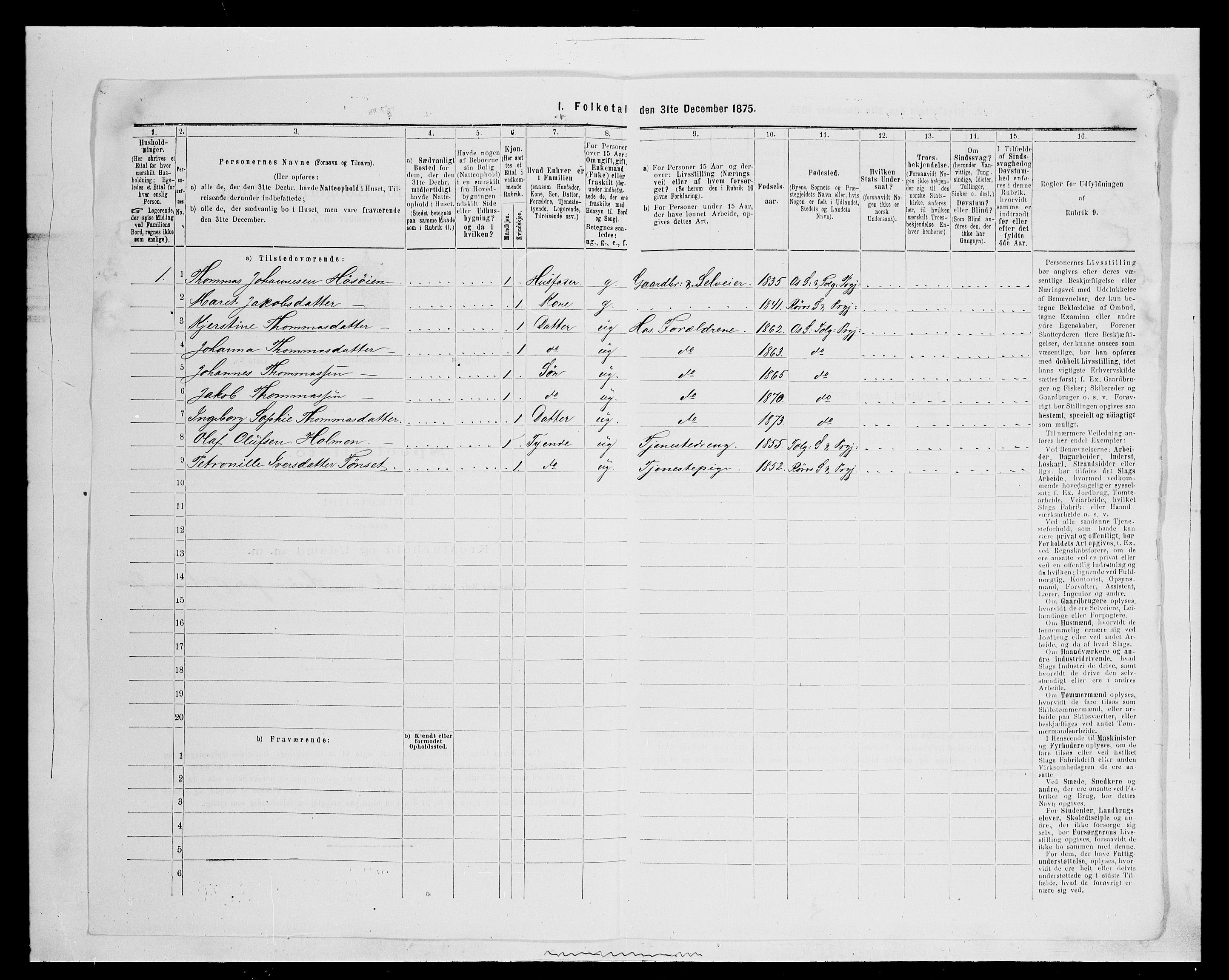 SAH, 1875 census for 0436P Tolga, 1875, p. 793