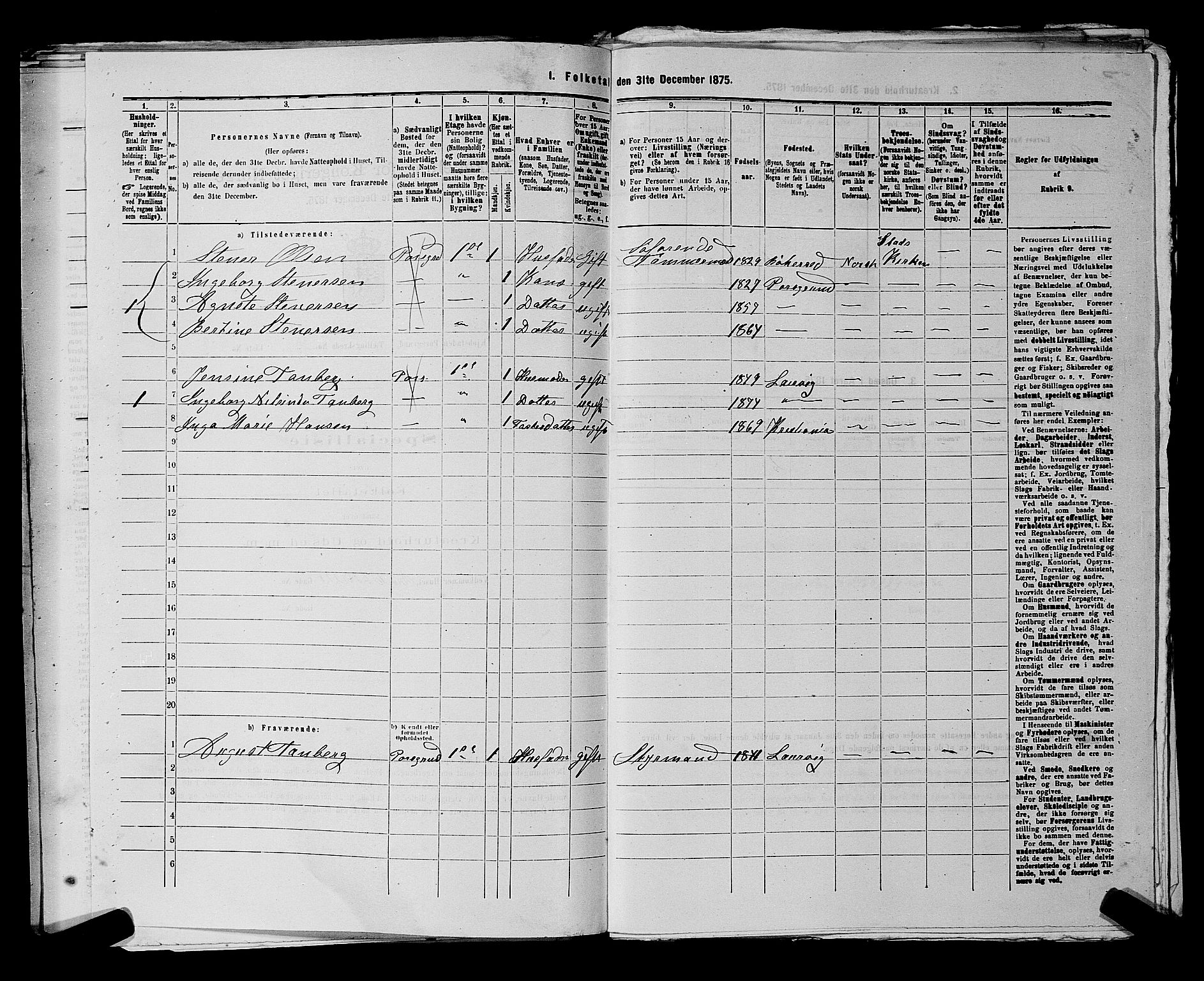 SAKO, 1875 census for 0805P Porsgrunn, 1875, p. 515