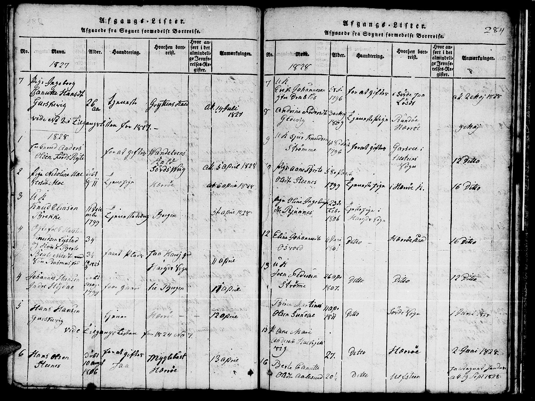 Ministerialprotokoller, klokkerbøker og fødselsregistre - Møre og Romsdal, AV/SAT-A-1454/511/L0155: Parish register (copy) no. 511C01, 1817-1829, p. 284