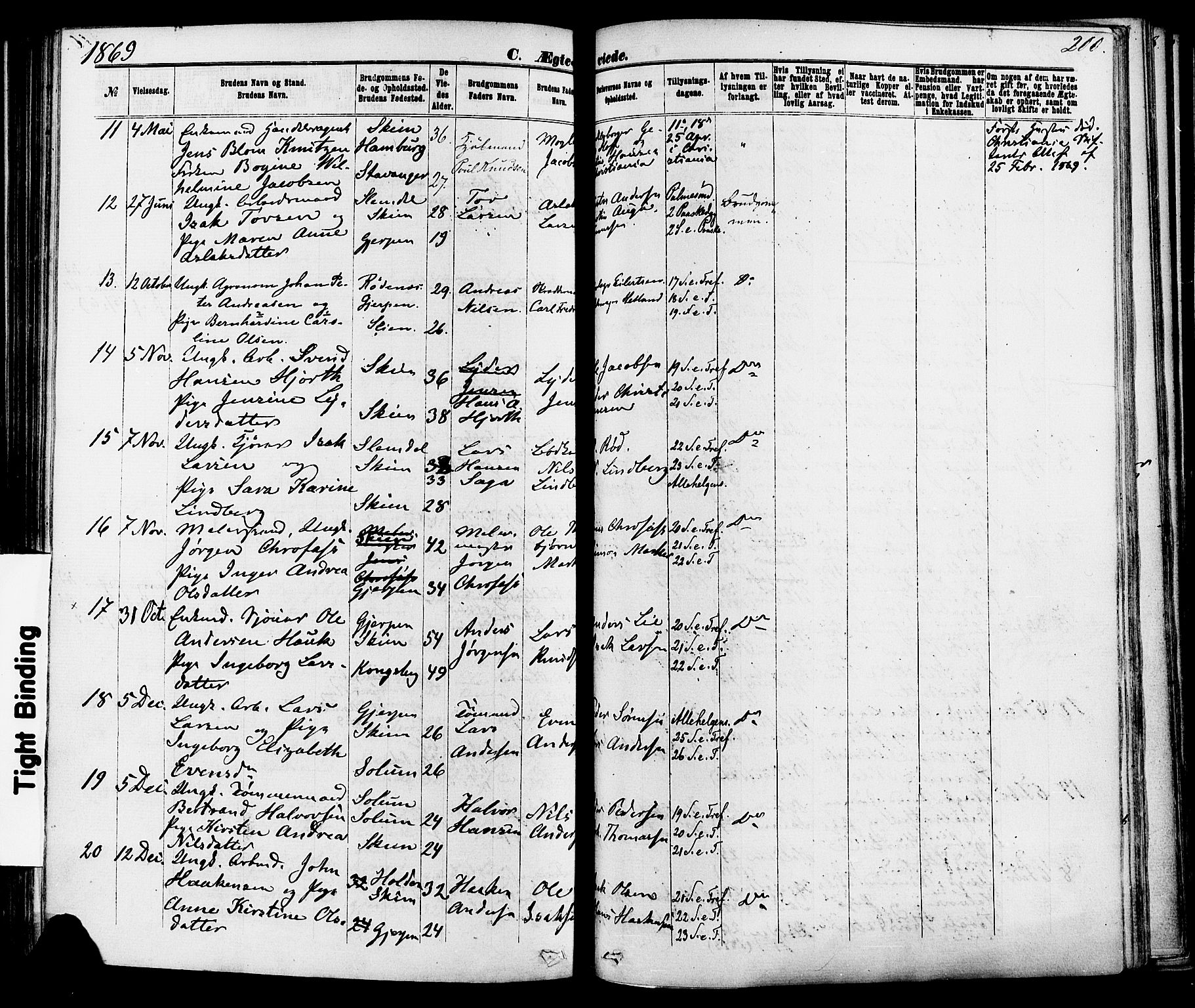 Skien kirkebøker, SAKO/A-302/F/Fa/L0008: Parish register (official) no. 8, 1866-1877, p. 200